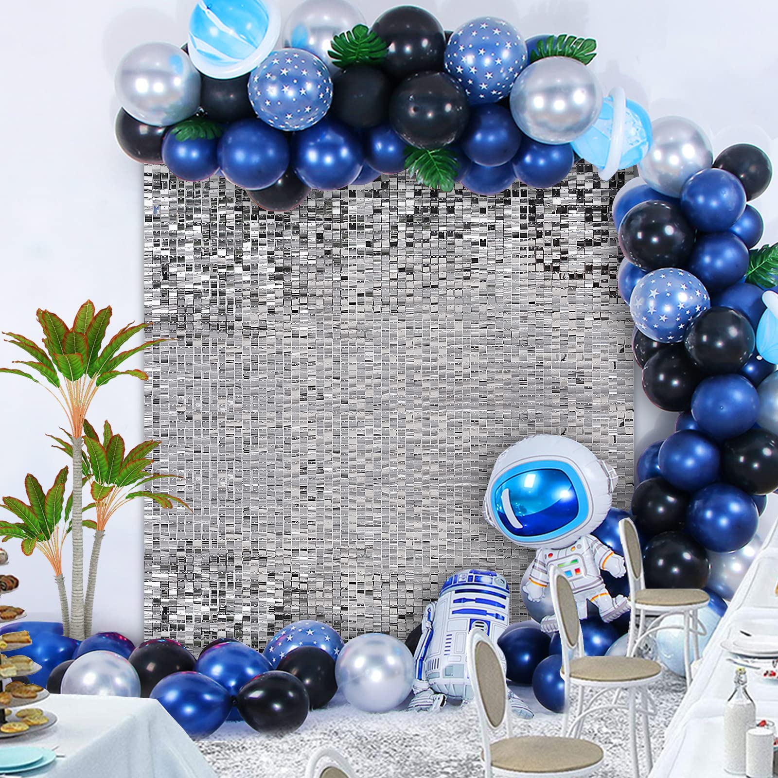 24 Pack Silver Shimmer Wall Backdrop Panels - Sequins Party Decor for Wedding, Anniversary, Birthday, Graduation, Engagement & Bachelorette - Perfect for Photo Booths, Stage Backgrounds and Event Decorations