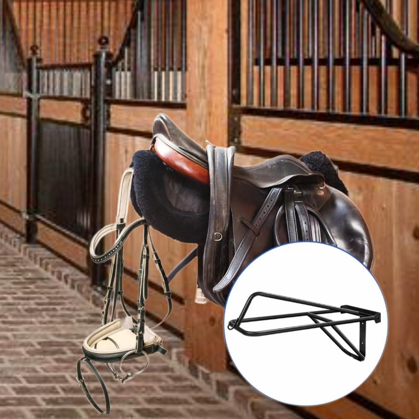 Amagogo Folding Horse Saddle Rack - Wall Mounted Saddle Storage Stand for Barn & Tack Room - Durable Black Saddle Pad Organizer | Perfect for Equestrian Gear Organization & Stable Accessories