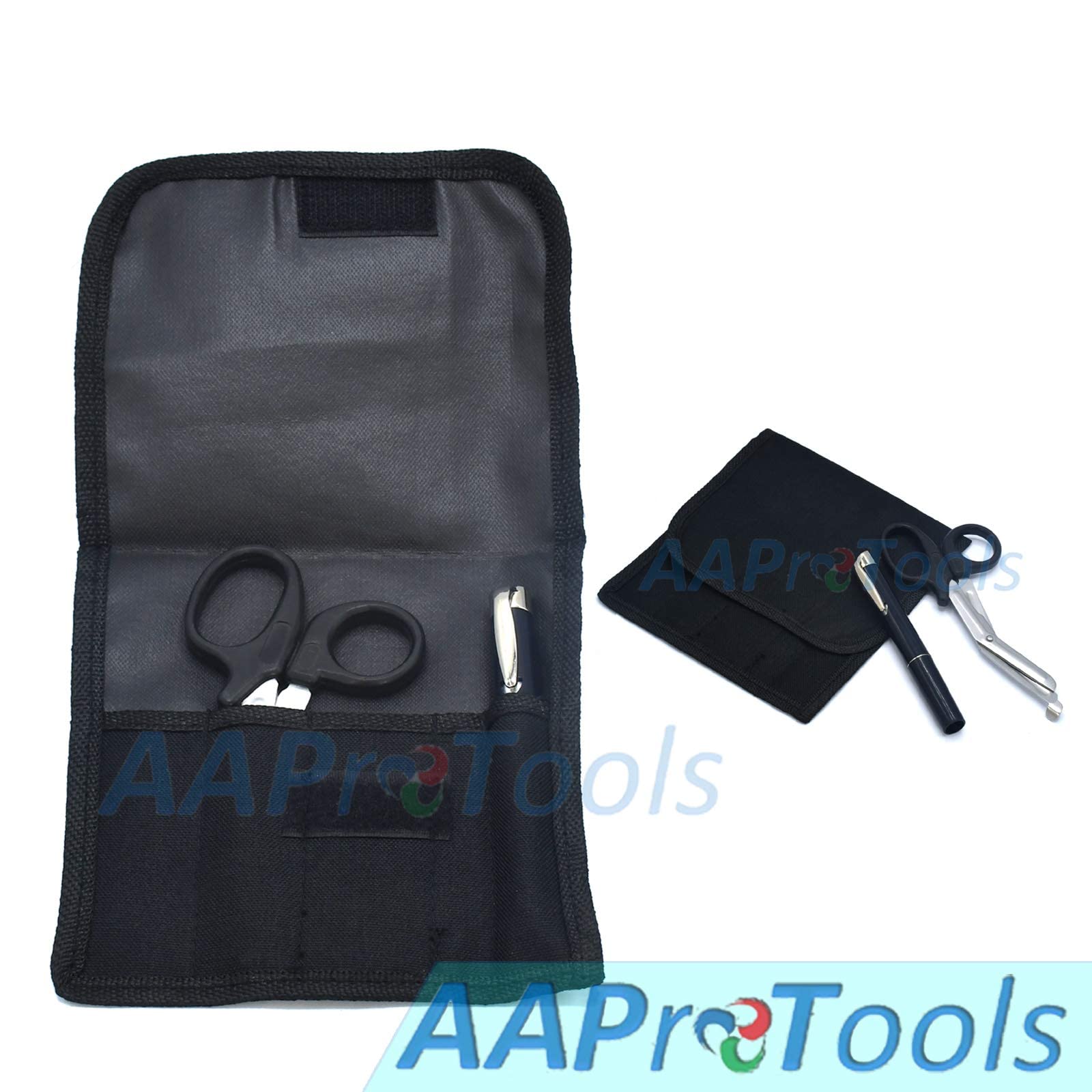 3-Pack Nylon Nurse Organizer Pouch Set with 5 Pockets, Scissors & Pen Light - Medical Accessories Tool Case for Healthcare Professionals - Perfect for Hospitals, Clinics & Home Care Use