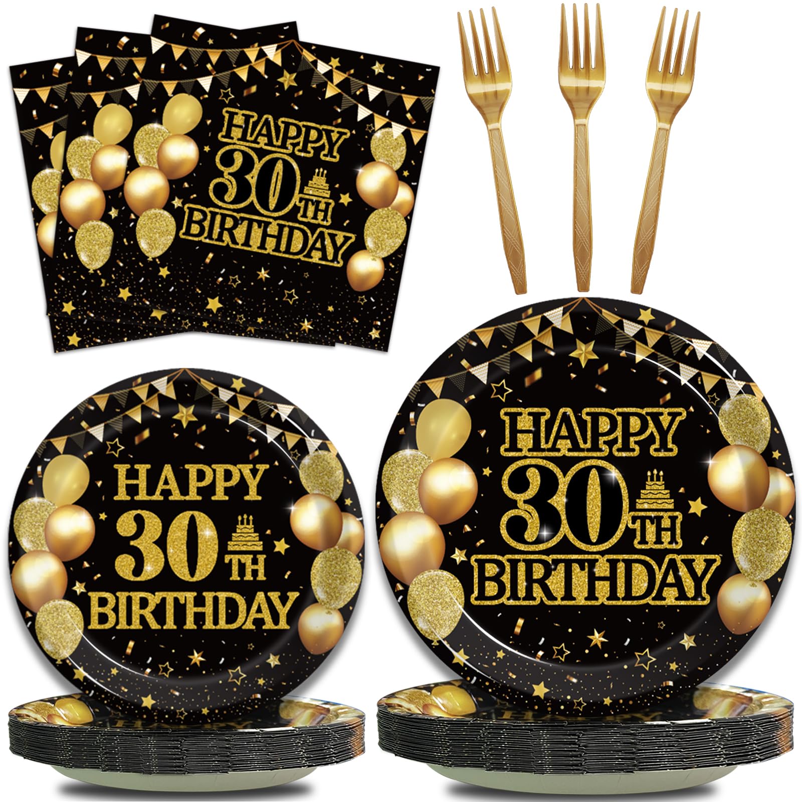 96-Piece 30th Birthday Party Tableware Set - Back in 1995 Themed Decorations for Men & Women | Disposable Paper Plates, Napkins, Forks & Favors (Serves 24) - Perfect for 90s Nostalgic Parties, Milestone Celebrations & Themed Gatherings