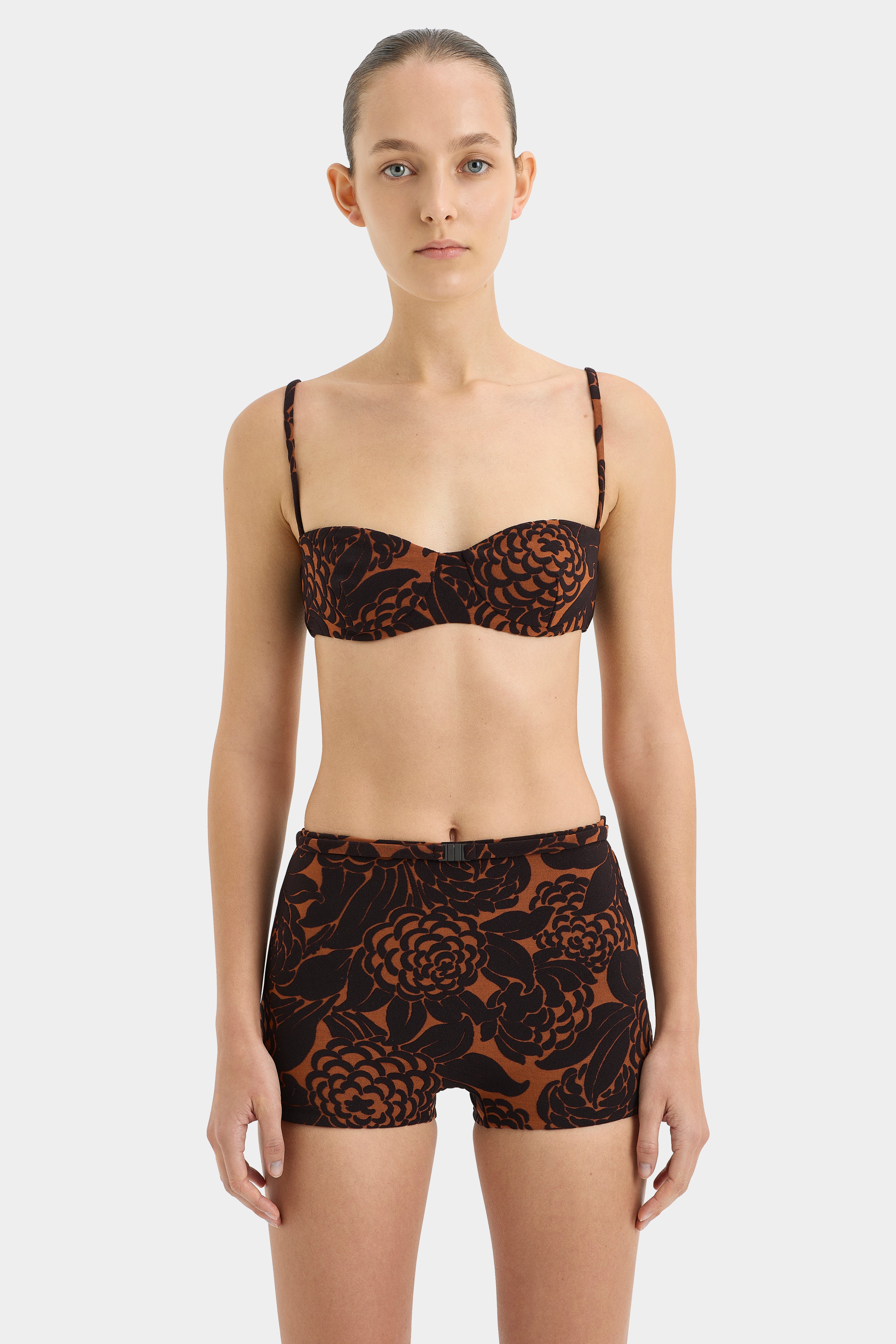 Dawn Balconette Sandflower Floral Terry Bra - Comfortable Lace Underwire Bralette for Everyday Wear & Layering