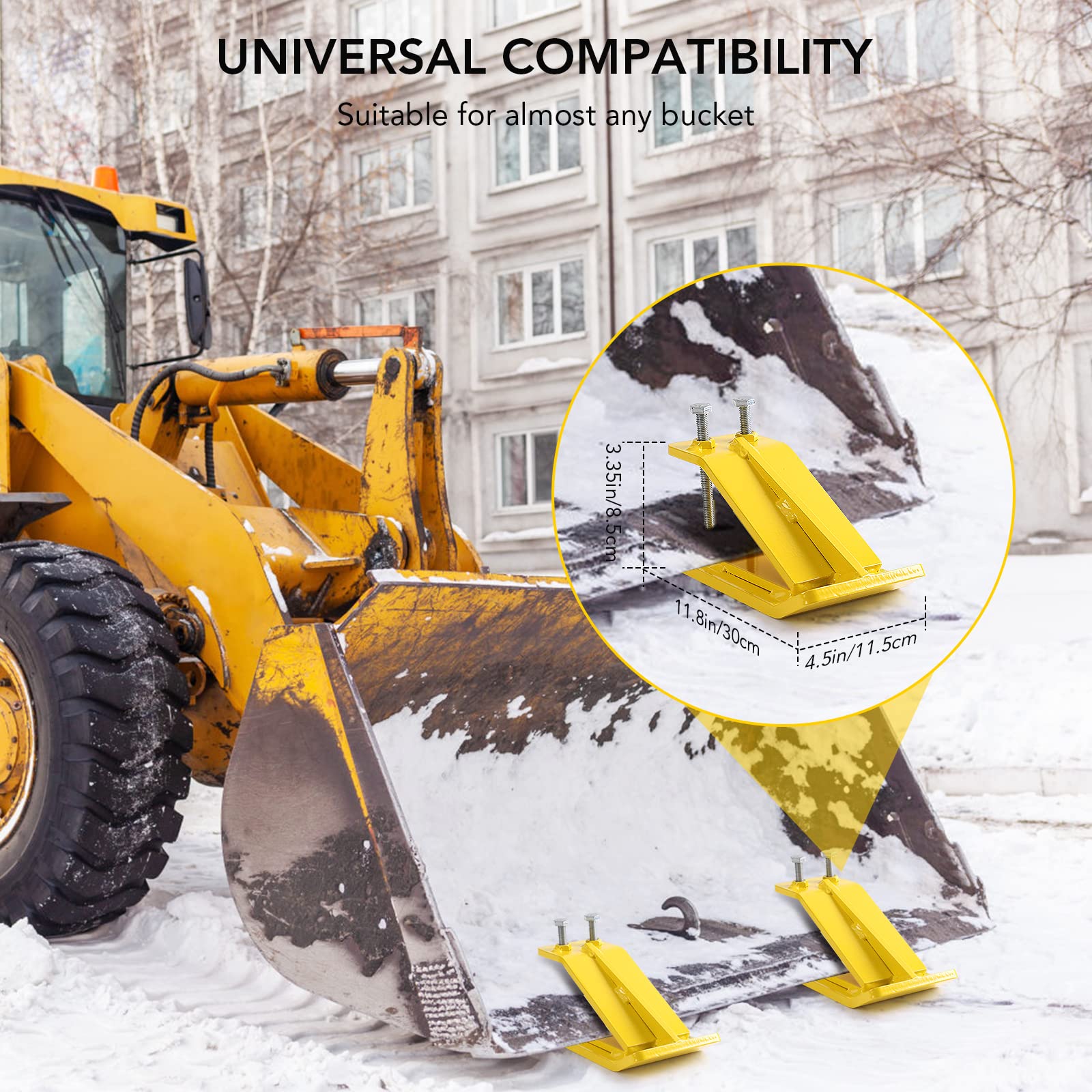 GARVEE 2-Pack Yellow Tractor Bucket Edge Protectors - Heavy Duty Skid & Turf Guards for Snow Plow & Landscaping Equipment - Fits Most Tractor Loaders & Buckets