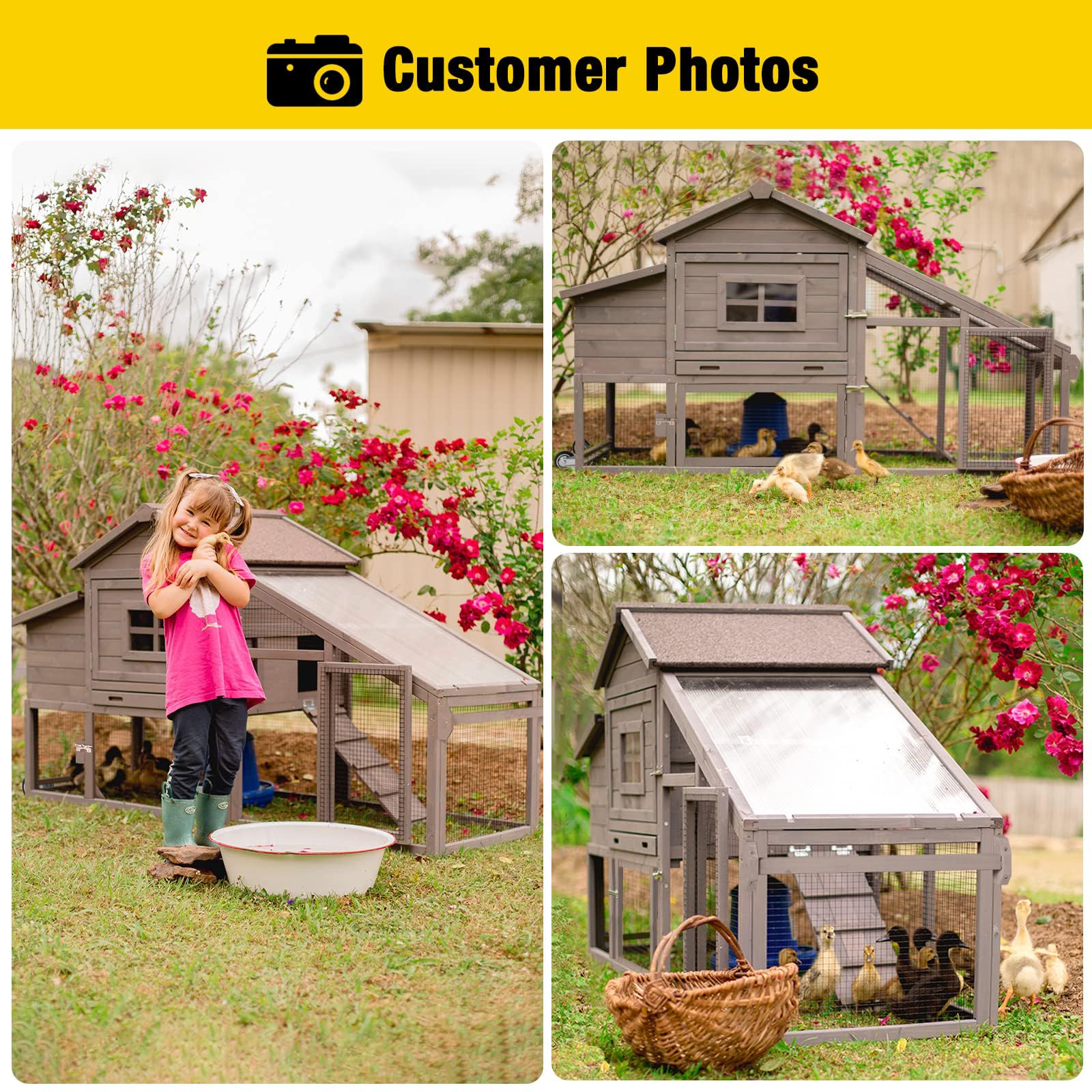 Aivituvin Large Mobile Chicken Coop with Wheels - Outdoor Poultry Cage & Hen House for Backyard Farming | Perfect for Free-Range Chickens, Duck Housing & Garden Poultry Keeping