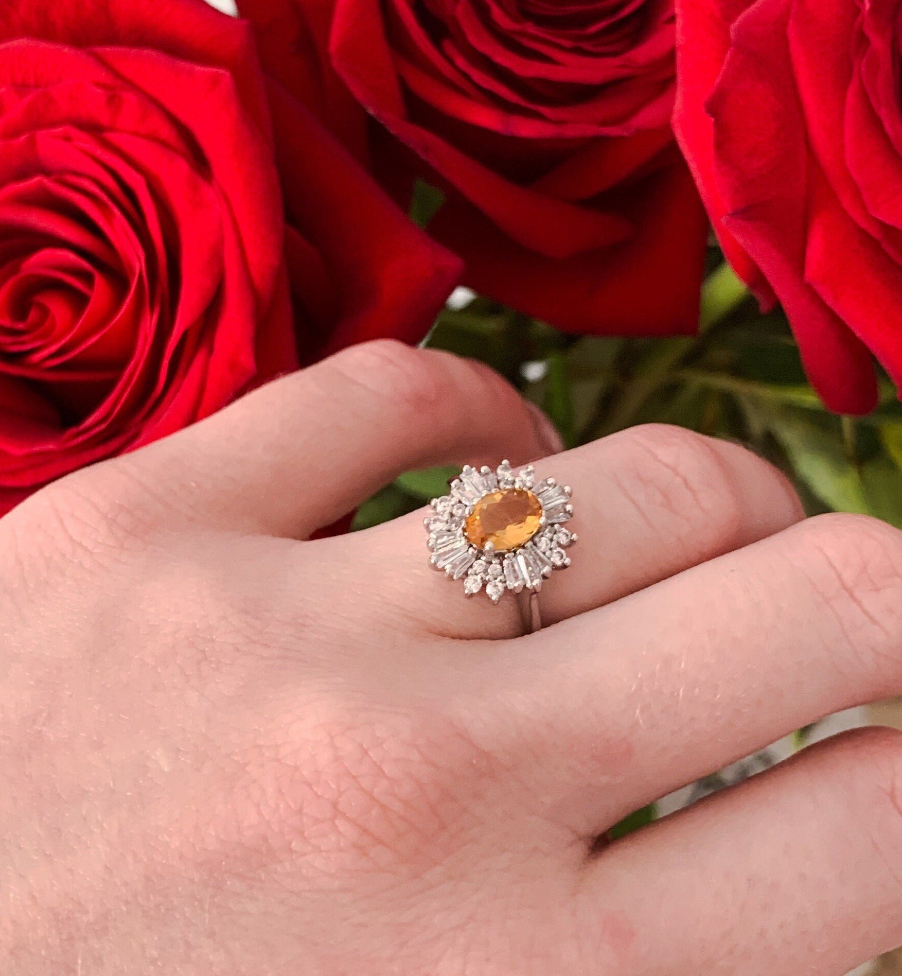 Victoria Citrine Ring Sterling Silver - Elegant Gemstone Jewelry for Women, Perfect for Weddings, Parties & Everyday Wear