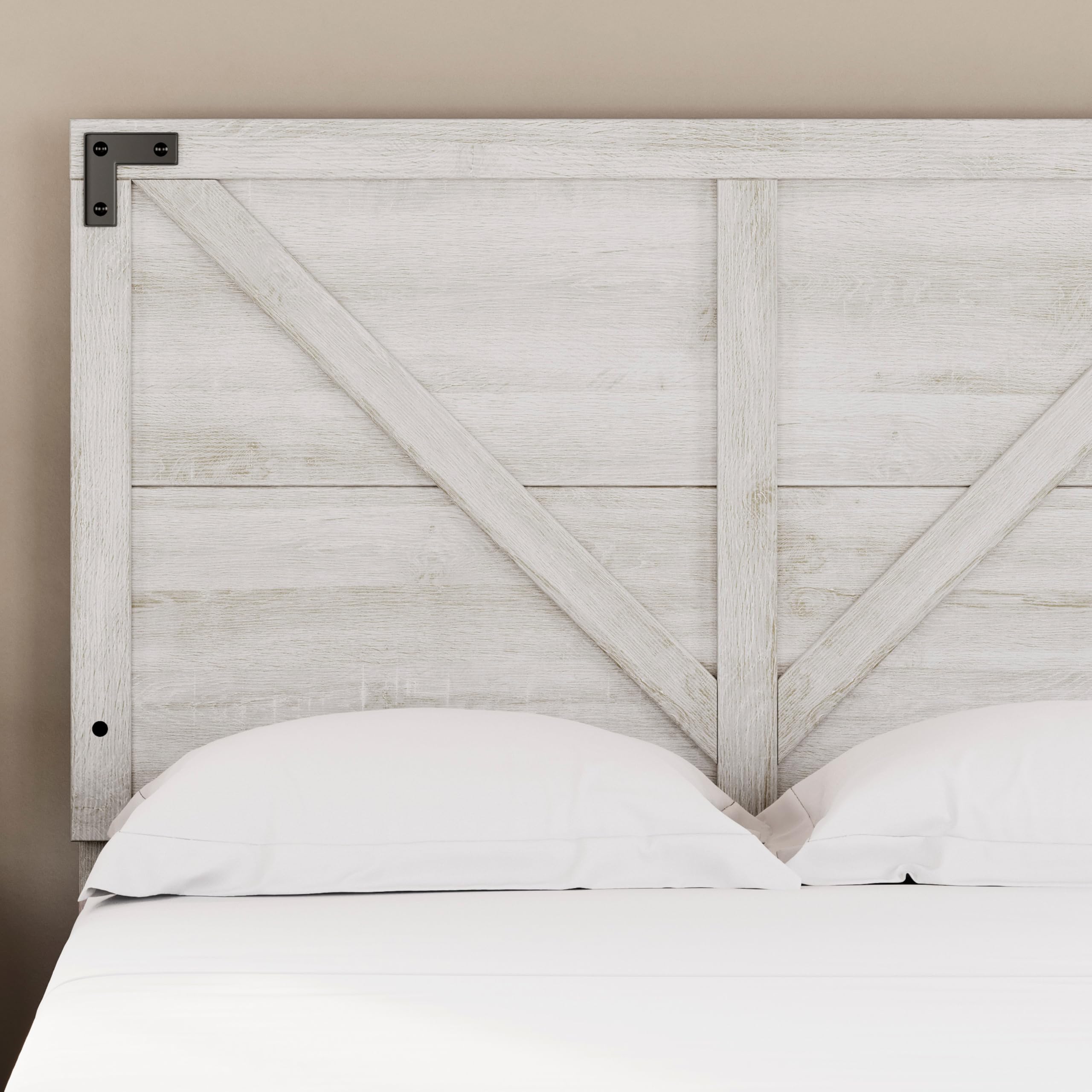 Signature Design by Ashley Shawburn Modern Farmhouse Headboard - Full Size, Whitewash Finish | Perfect for Bedroom Decor, Farmhouse Style Homes & Cozy Retreats