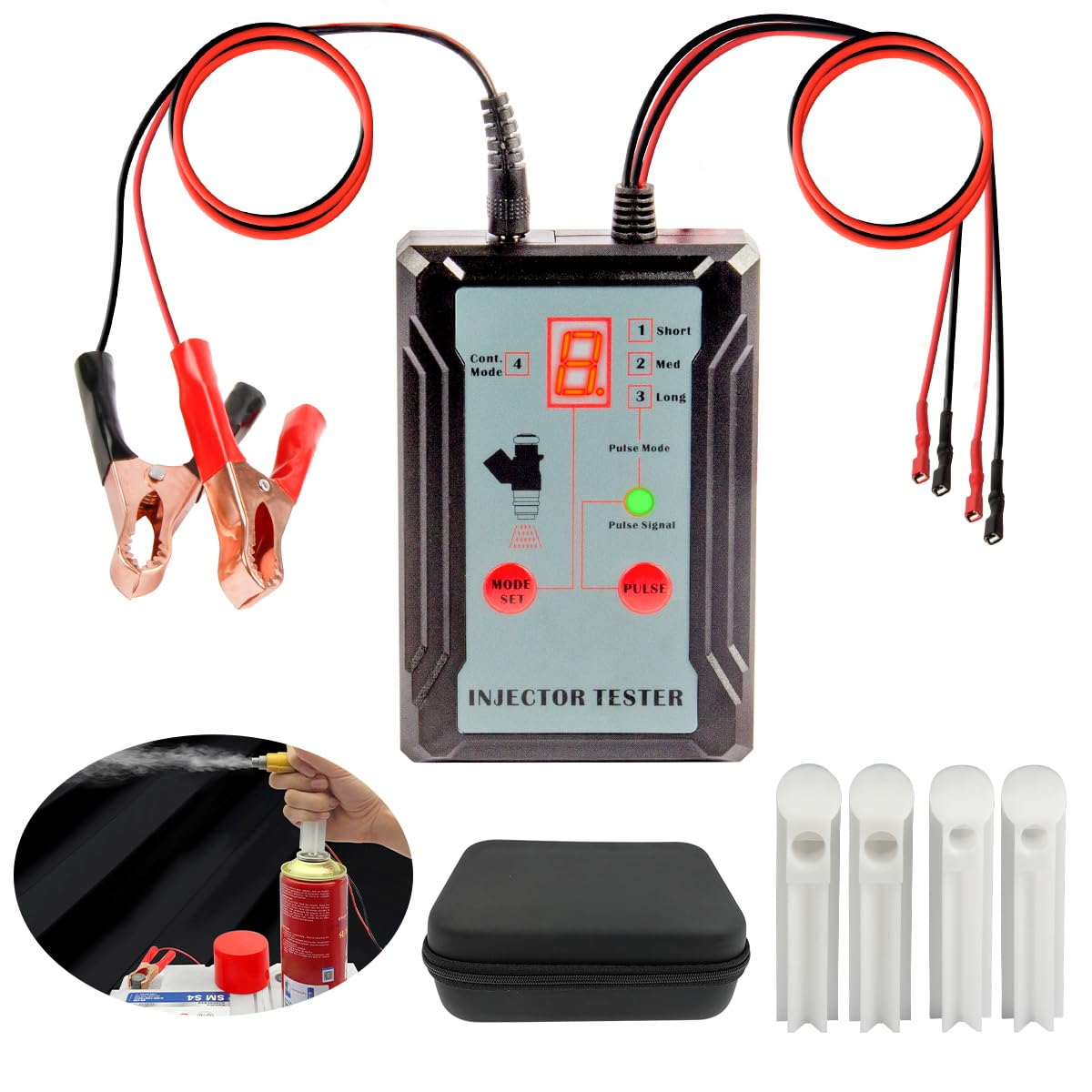 8 Pulse Modes Fuel Injector Tester Cleaner Kit - 12V DIY Cleaning Tool with 40