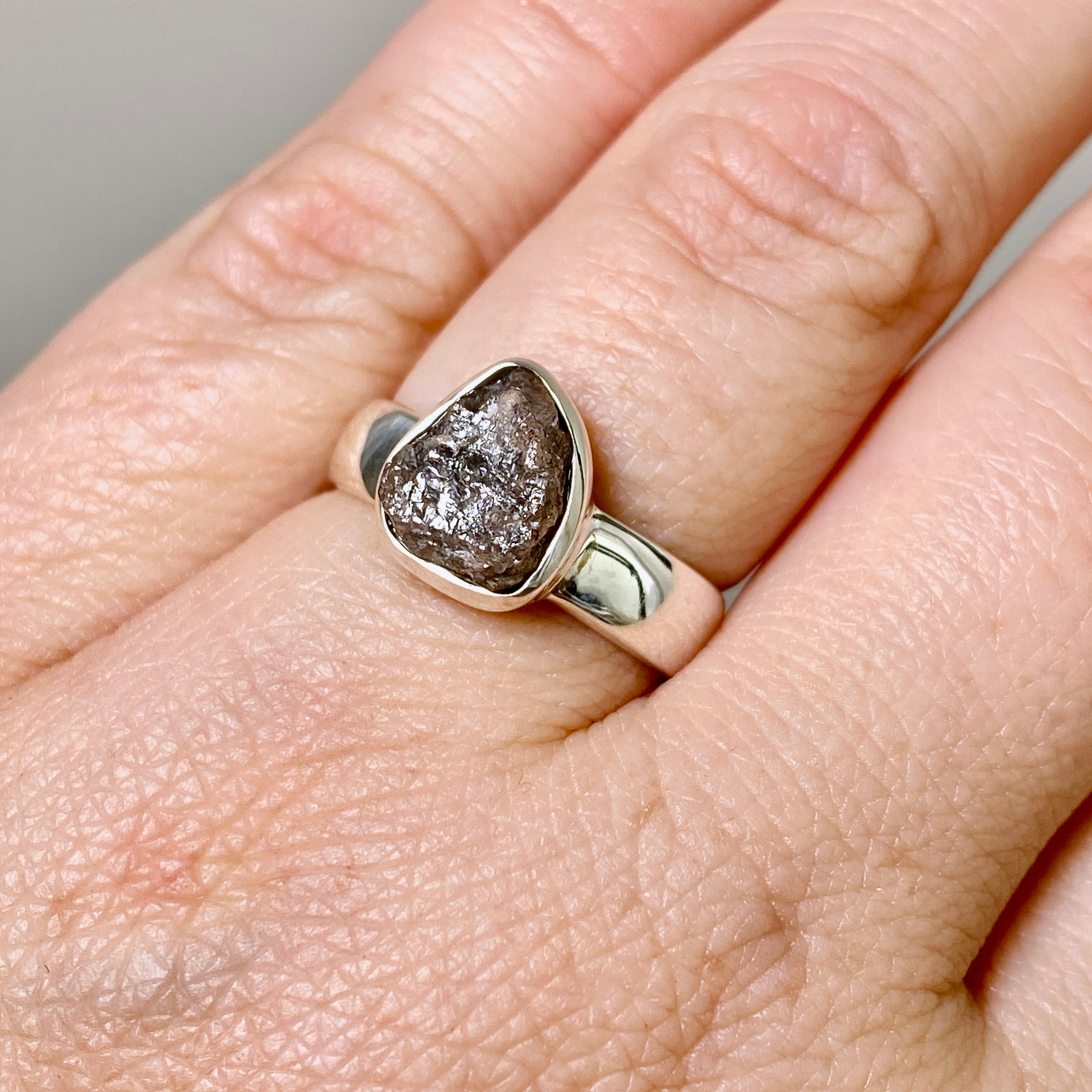 Natural Rough Diamond Freeform Raw Ring - Size 6.5 - PRGJ885 - Unique Handmade Jewelry for Boho Wedding & Everyday Fashion