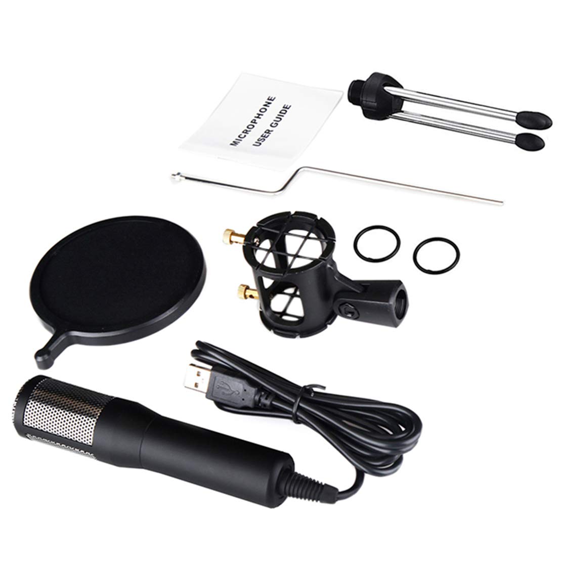AKT Live Show Condenser Microphone - Professional Studio Recording Mic with Mini Stand for Laptop, PC, Tablet - Perfect for Podcasting, Streaming & Voice Overs