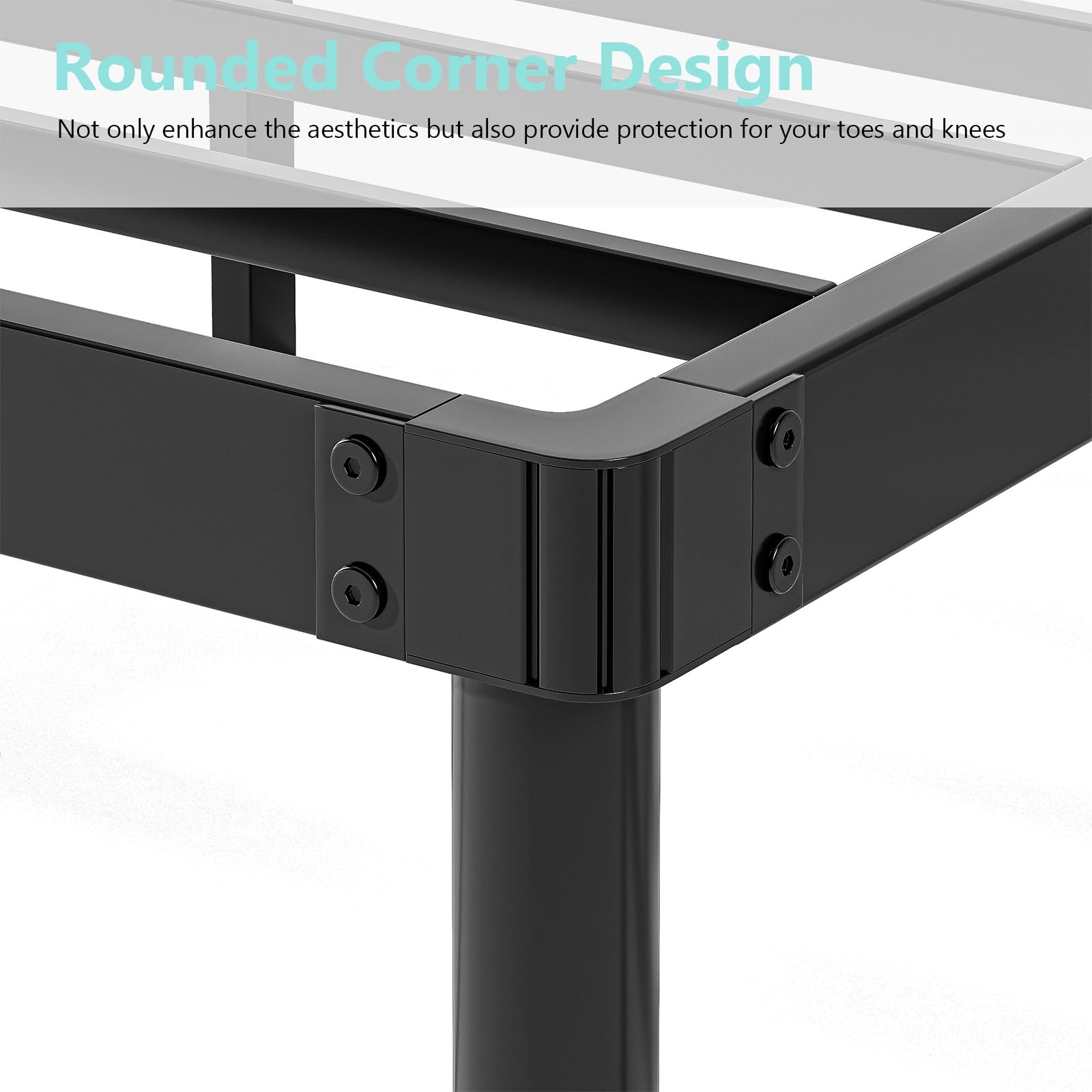 **Heavy Duty 18 Inch Queen Metal Bed Frame - No Box Spring Needed, Easy Assembly, Noise-Free Platform Bed - Perfect for Master Bedrooms, Guest Rooms & Apartments (Black, Model 4004-18B)**