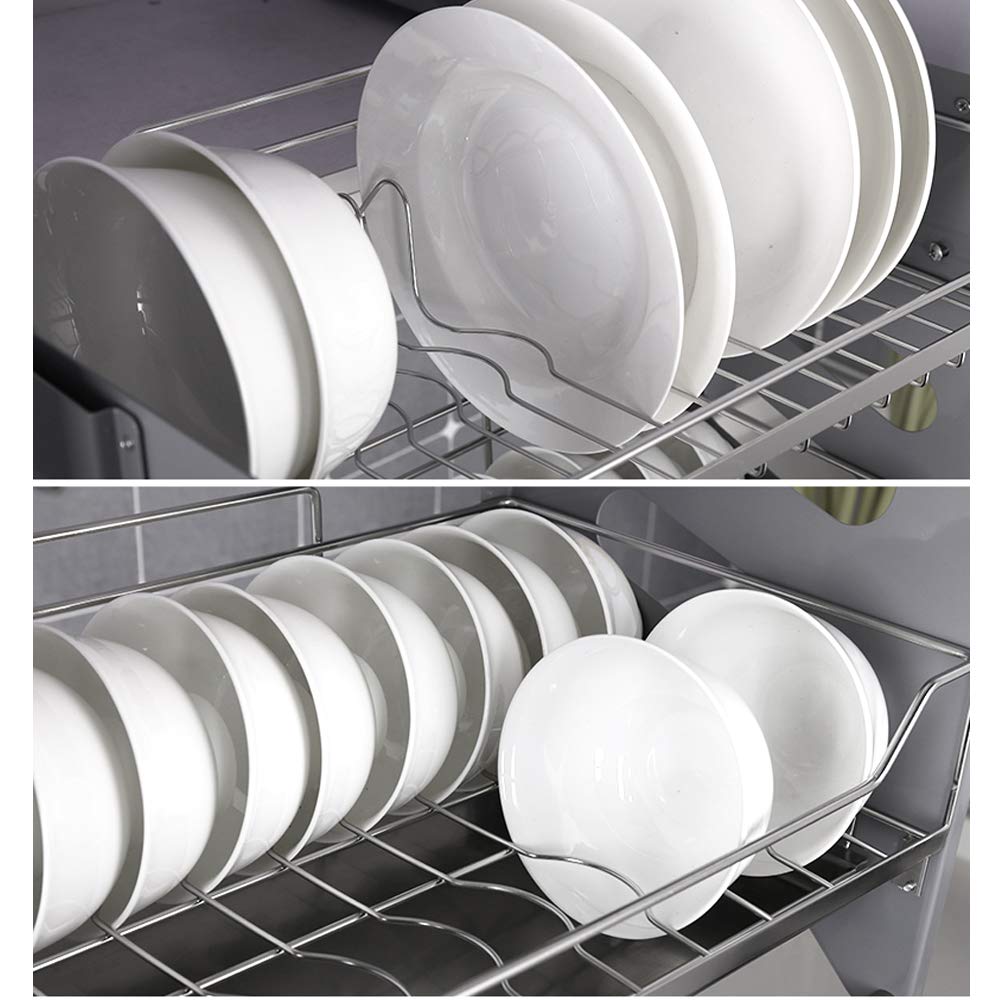 304 Stainless Steel Pull-Down Cabinet Lift Basket with Damping - Kitchen Storage Organizer for Spices, Utensils & Small Appliances | Space-Saving Under Cabinet Rack for Easy Access