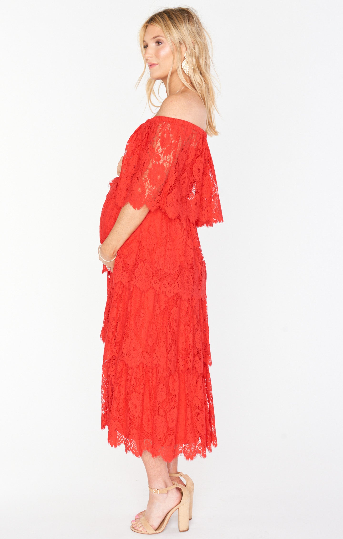Lana Midi Dress - Red Floral Lace Spring Summer Dress for Women | Perfect for Weddings, Parties & Date Nights