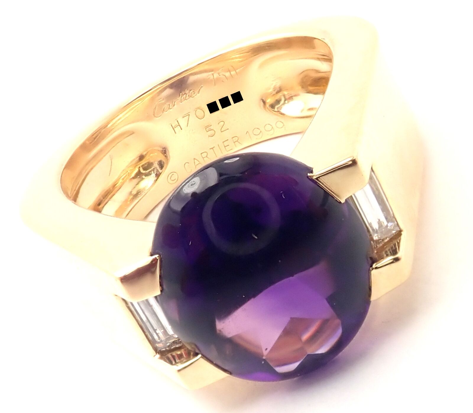 Authentic Cartier Tankissi 18K Yellow Gold Diamond Large Amethyst Ring - Luxury Jewelry for Women, Perfect for Weddings, Anniversaries & Special Occasions