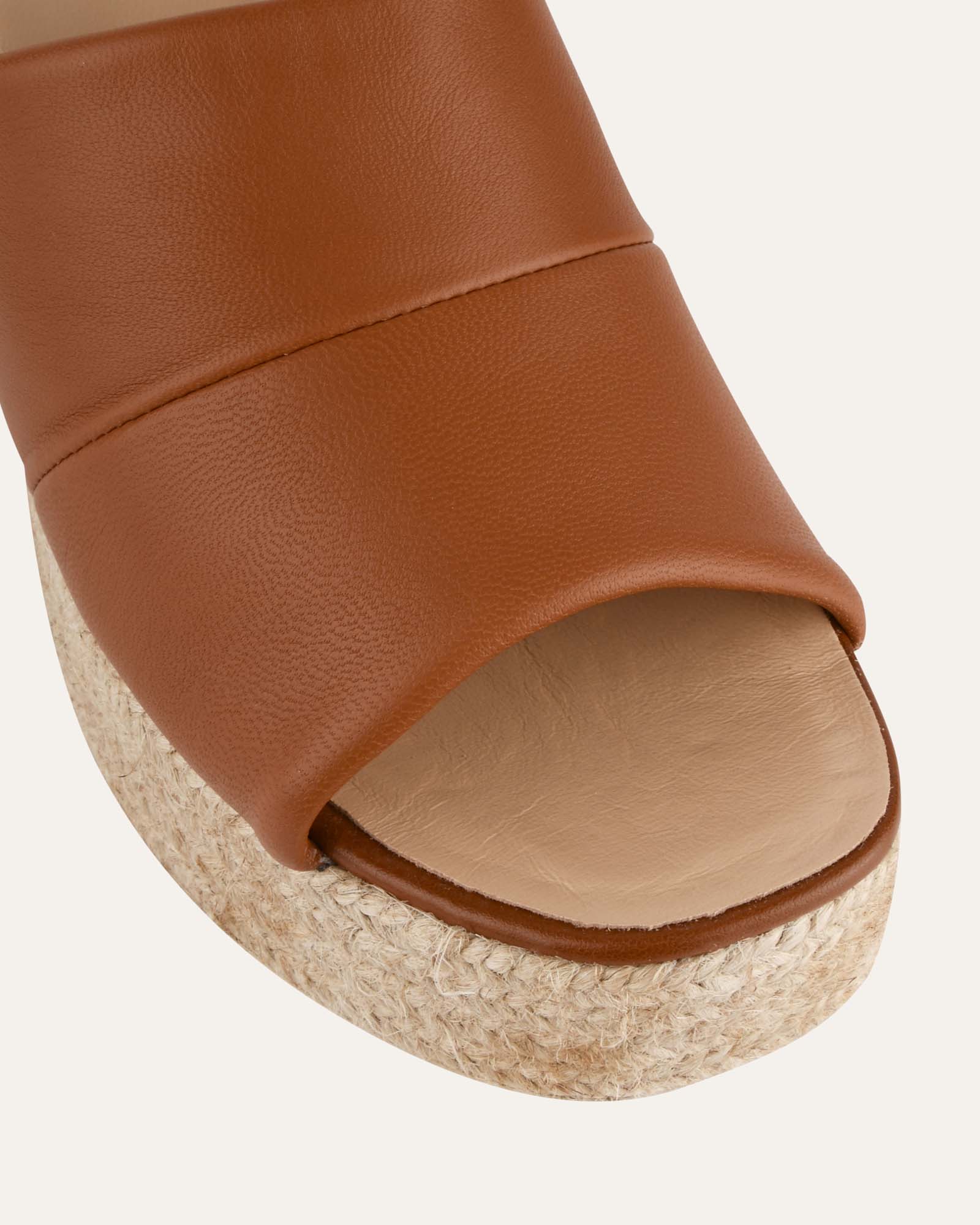 Kristen Women's High Heel Espadrille Sandals - Tan Leather Summer Wedges for Beach, Wedding & Party