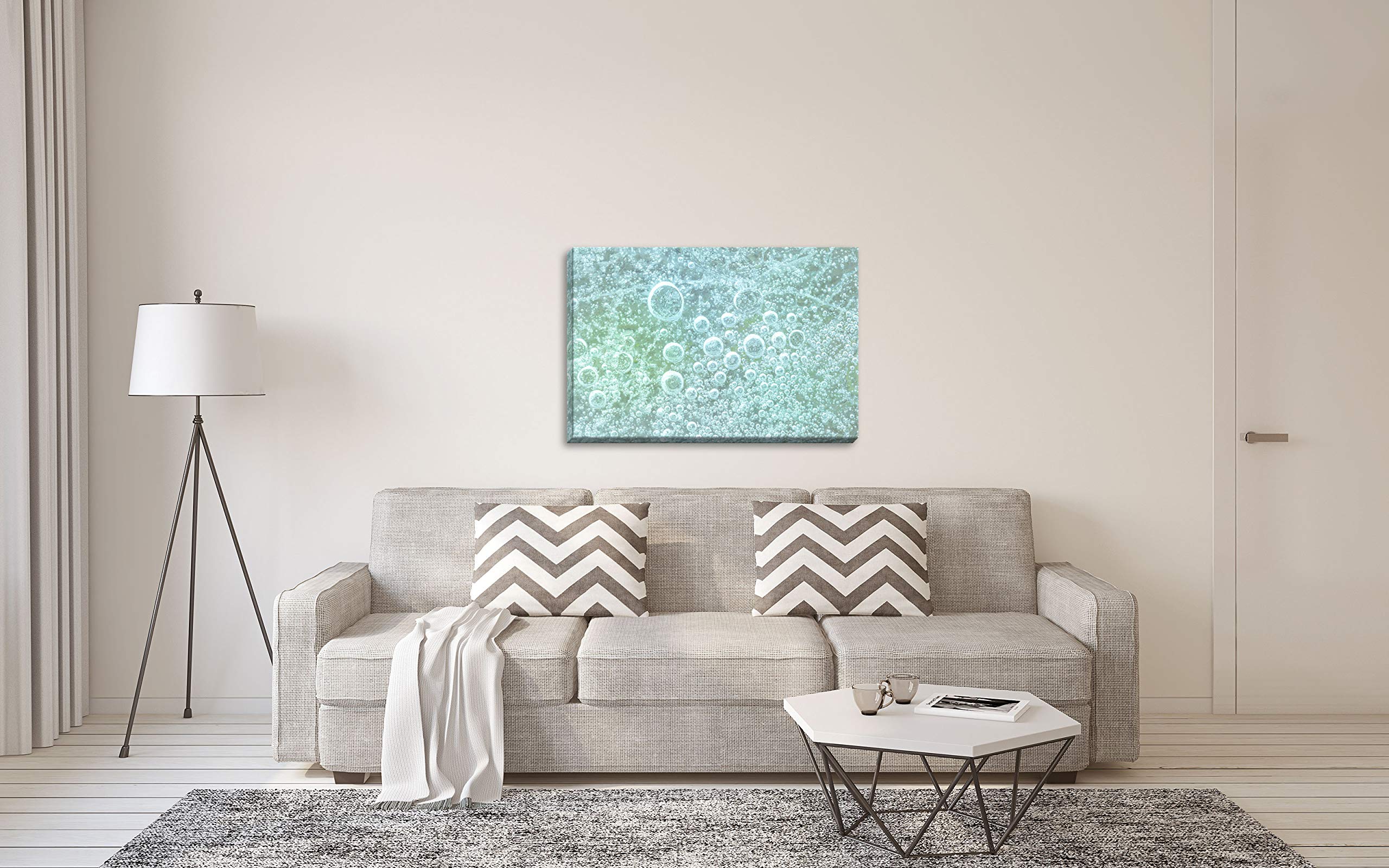 Kathy Mahan Contemporary Frozen Bubbles I Hand-Stretched Canvas Wall Art - 36x24 Inch Ready to Hang Home Decor - Perfect for Living Room, Bedroom & Office Decoration