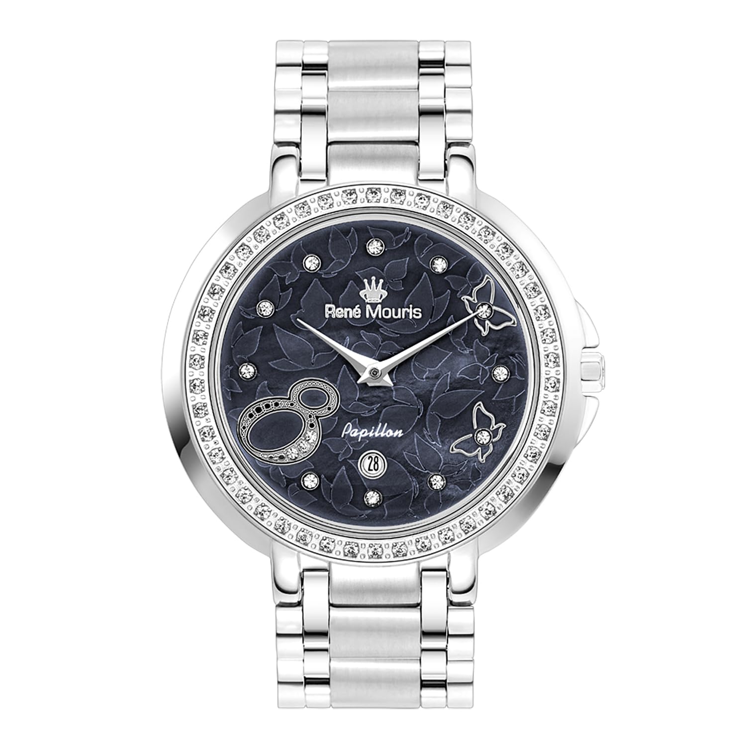 René Mouris Papillon Women's Luxury Watch - 36mm 316L Stainless Steel Case, Sapphire Coated Crystal, 50M Waterproof - Elegant Dress Watch for Business, Party & Everyday Wear