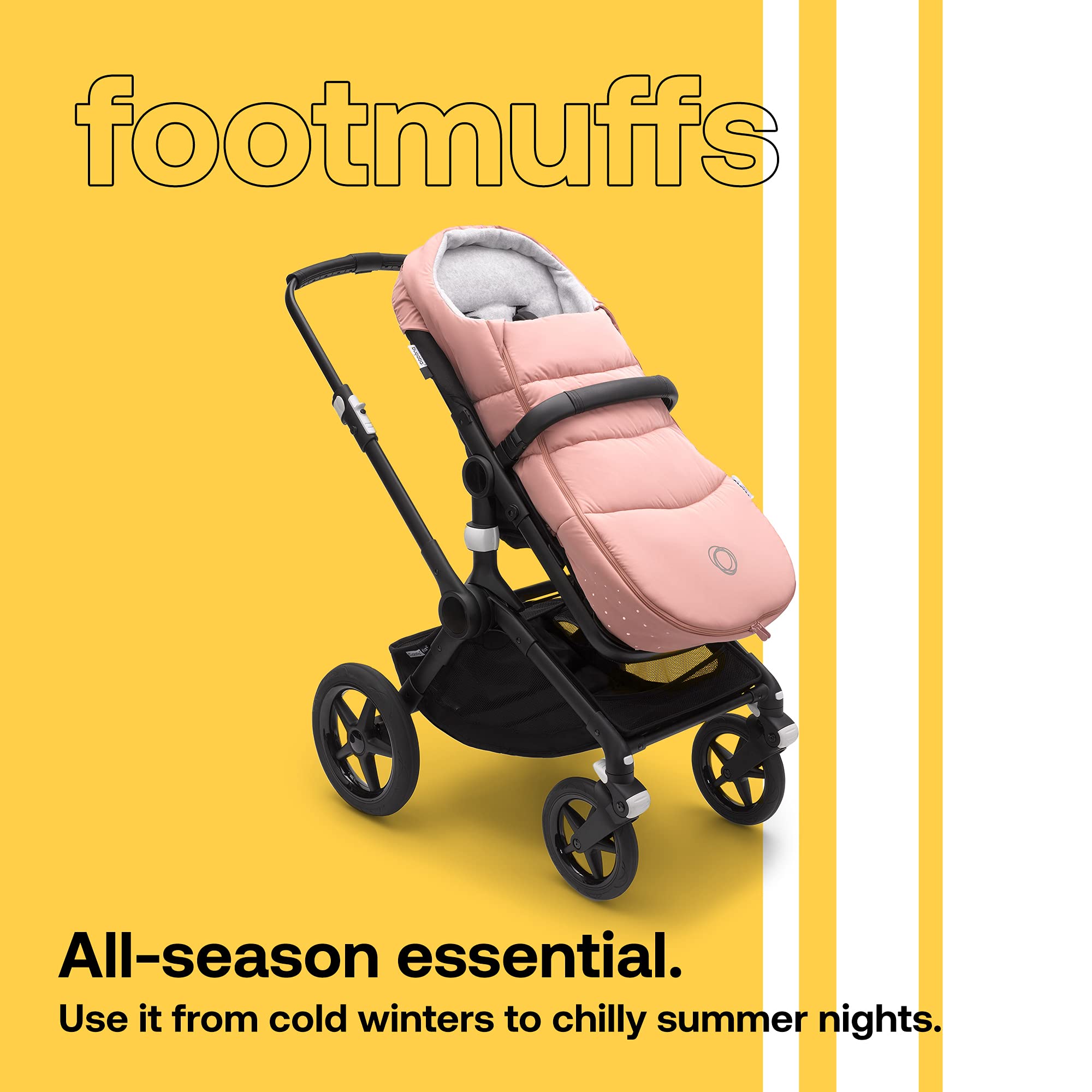 Bugaboo All-Season Stroller Footmuff - Weatherproof & Removable Baby Stroller Accessory with Climate Control & Reflective Trim - Evening Pink for Winter, Rainy Days & Nighttime Walks
