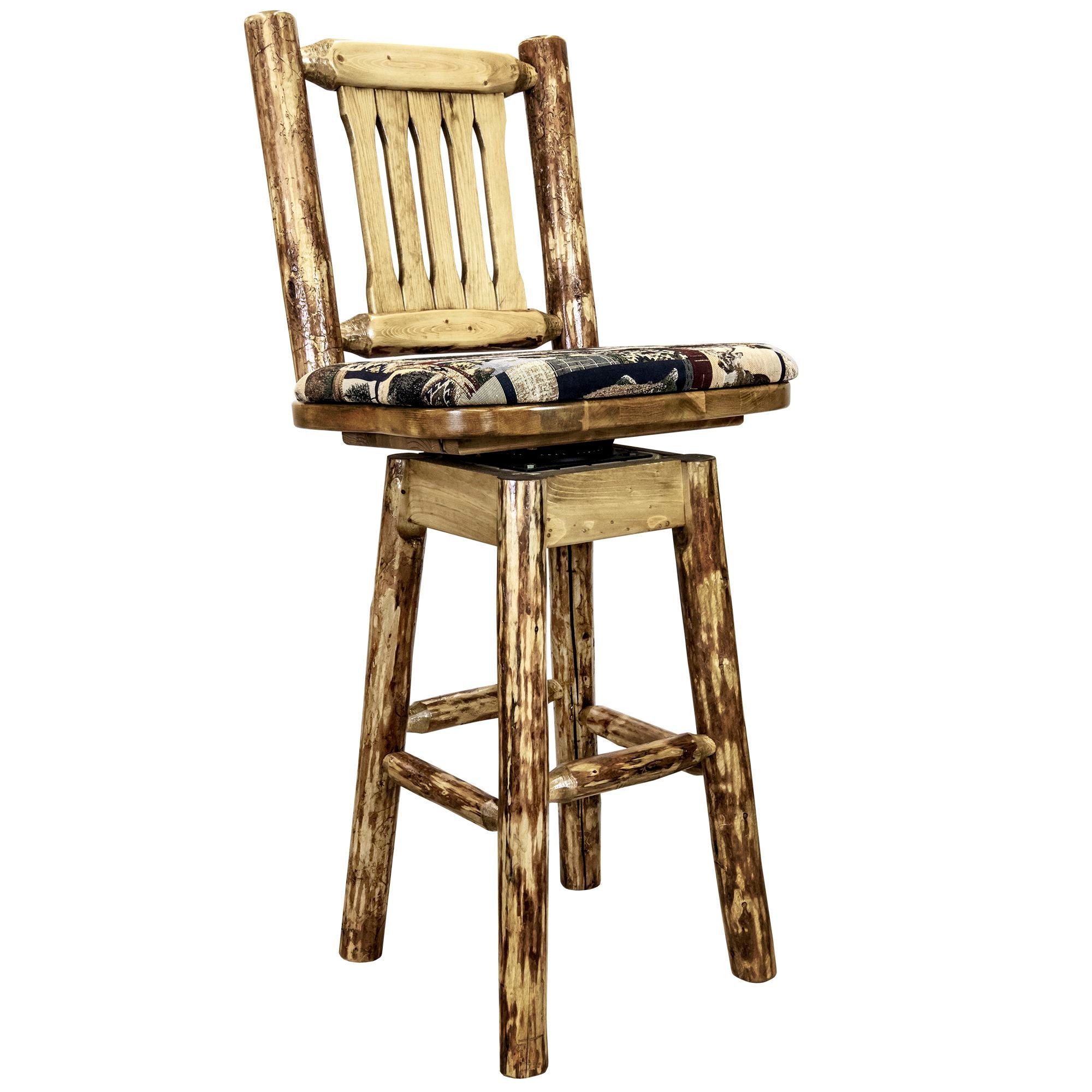 Glacier Country Counter Height Barstool with Back & Swivel - Woodland Upholstered Bar Stool for Kitchen Island, Breakfast Nook & Home Bar - Comfortable Swivel Bar Stools for Dining & Entertaining