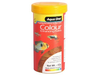 Aqua One Color Enhancing Flake Fish Food 52g – Premium Tropical & Goldfish Nutrition for Vibrant Colors | Ideal for Freshwater Aquariums & Fish Tanks