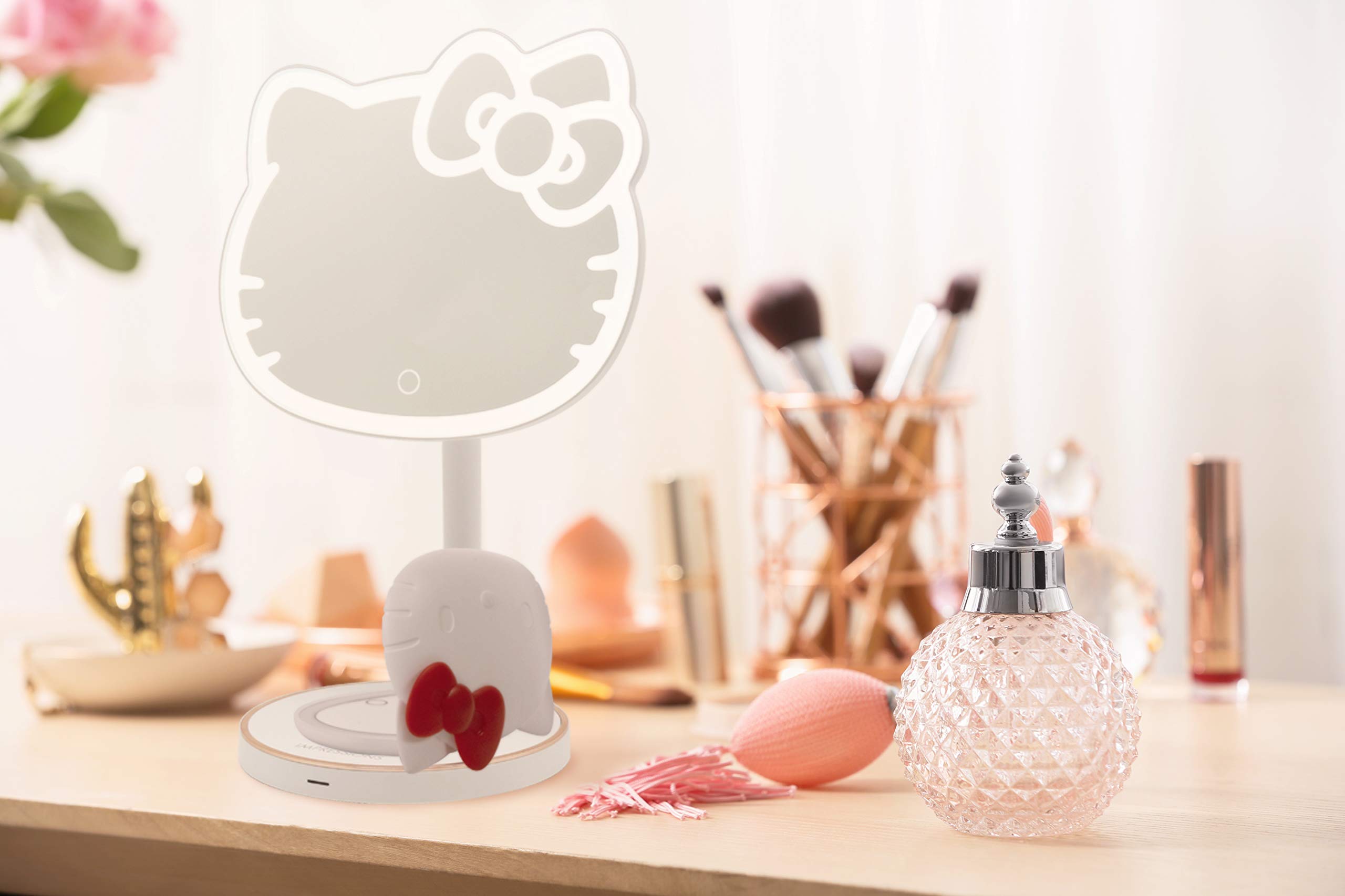 Hello Kitty Rechargeable LED Makeup Mirror Set with Adjustable Light - Portable Vanity Mirror for Girls & Women | Perfect for Home Dressing Table, Travel, and Gift Giving