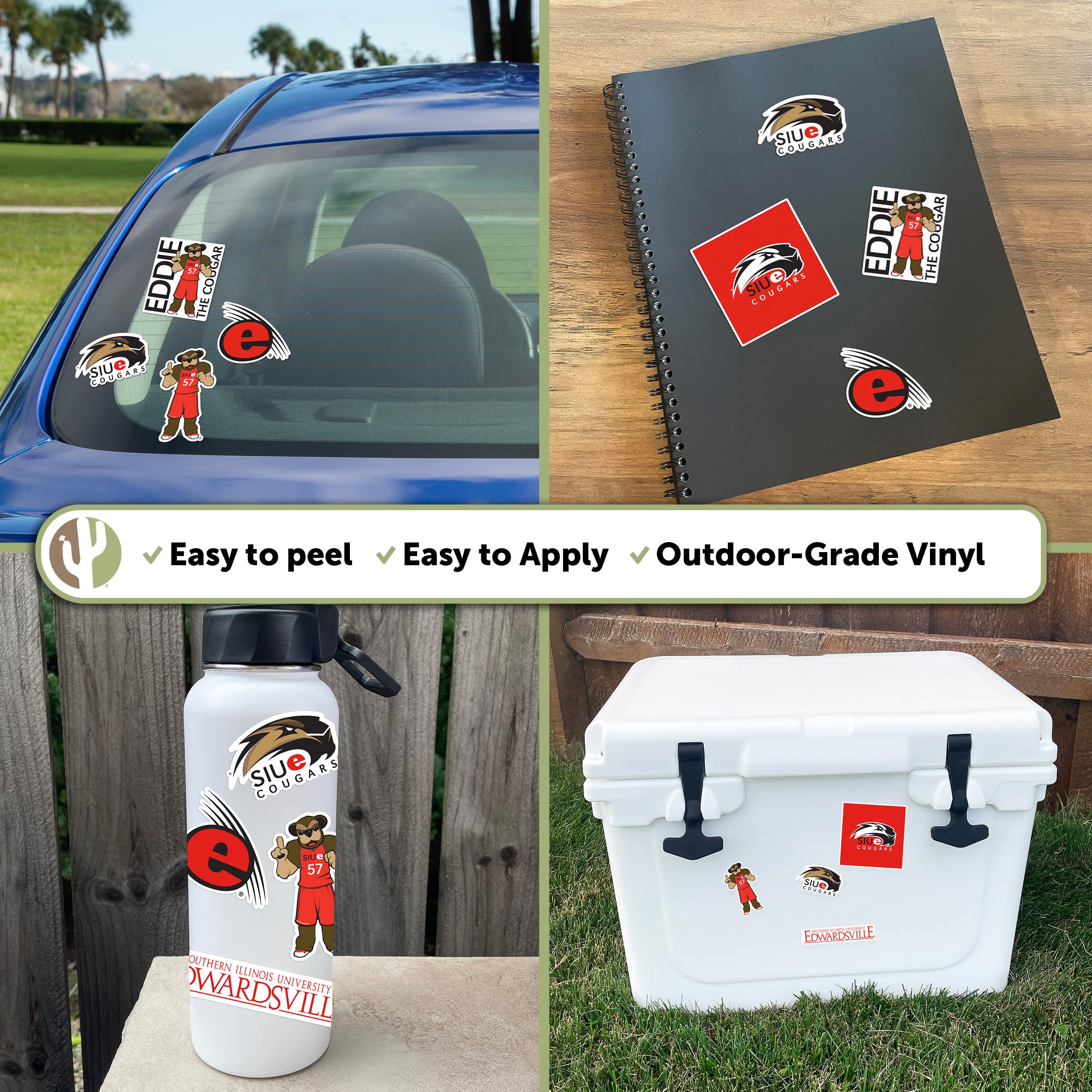 SIUE Cougars Vinyl Decals - Desert Cactus Southern Illinois University Edwardsville Stickers for Laptop, Water Bottle, Car & Scrapbook - Durable Waterproof Decal Sheet (Type 2) - Perfect for School Spirit, College Pride & Fan Gifts
