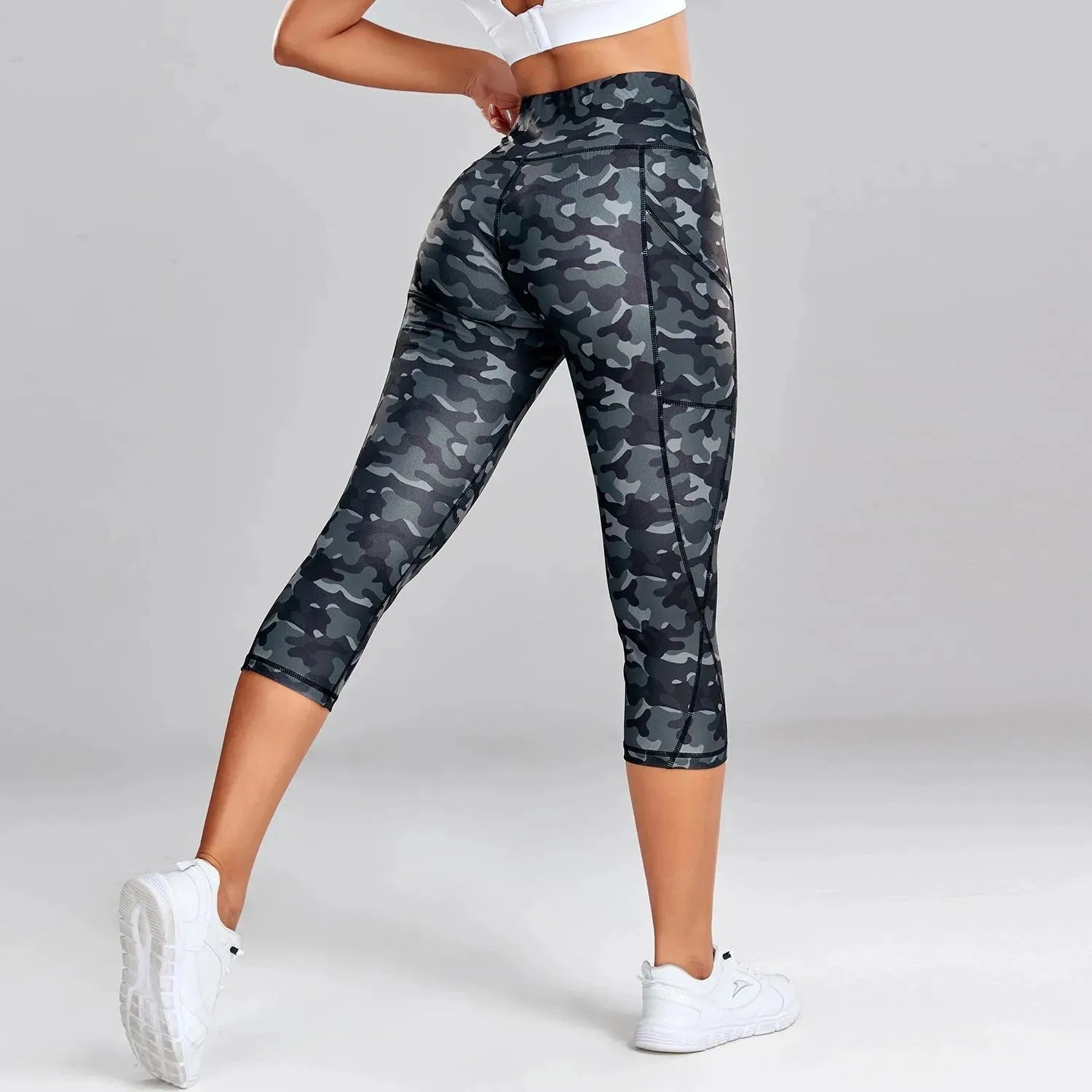 Women's Leopard Print Yoga Pants with Pockets - High Waisted Cropped Leggings for Gym, Running & Workouts | Camouflage Jogging Tights | Tie Dye Fitness Apparel for Women | Perfect for Yoga, Pilates & Lounge Wear