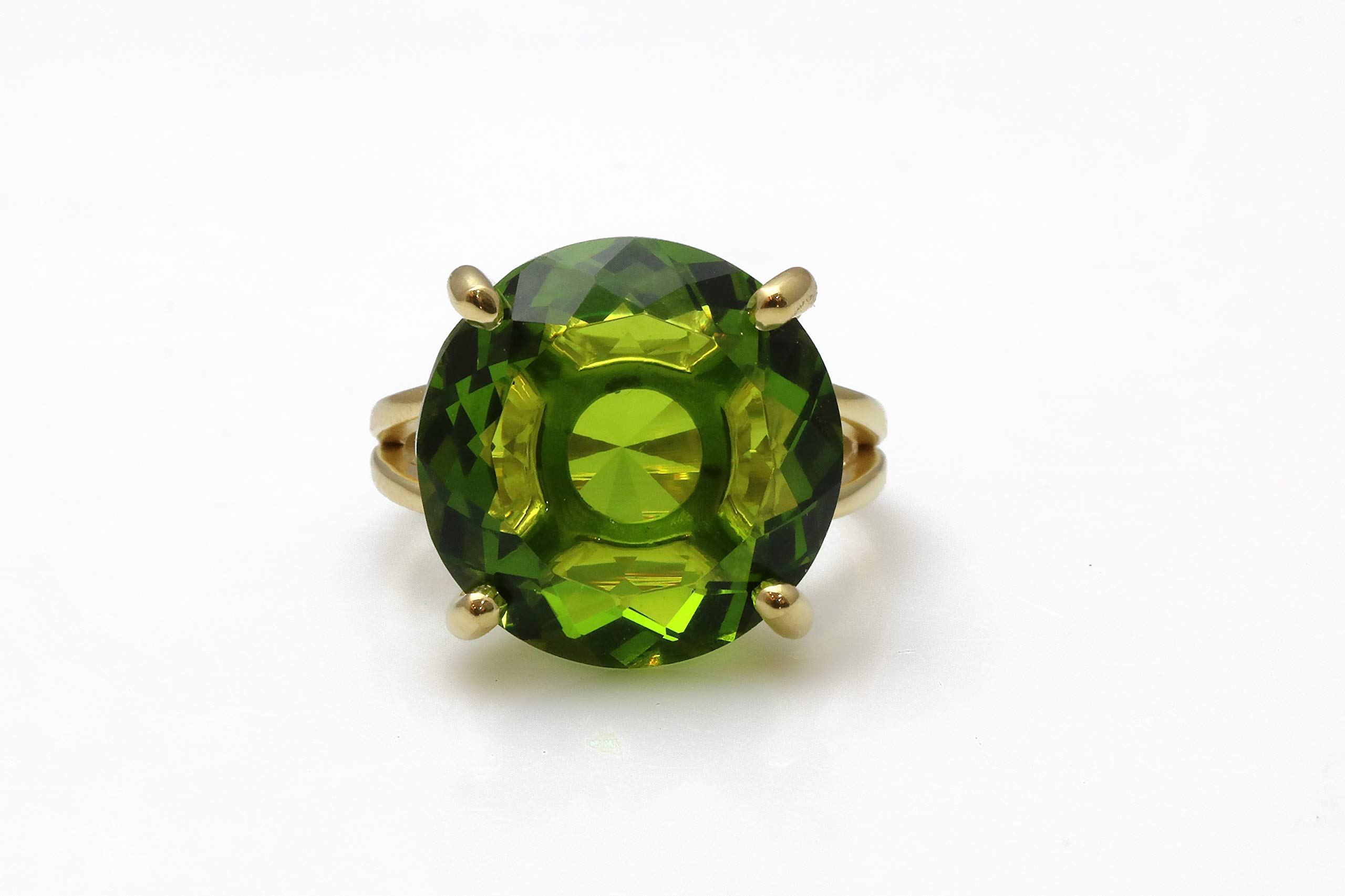 14K Gold Filled Round Peridot Ring - August Birthstone Jewelry for Women, Fashion Statement Bohemian Engagement & Anniversary Gift - Perfect for Birthday Parties, Weddings & Special Occasions