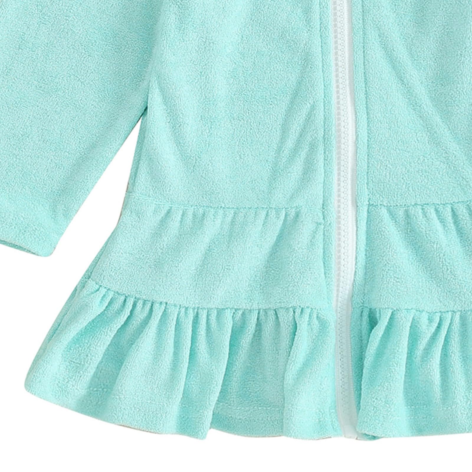 **Toddler Girls' Zip-Up Swim Cover Up - Terry Cloth Bathing Suit Robe for Pool & Beach - Quick-Dry Towel Wrap for Kids**    *(Perfect for beach trips, poolside lounging, post-swim warmth, and easy changing!)*