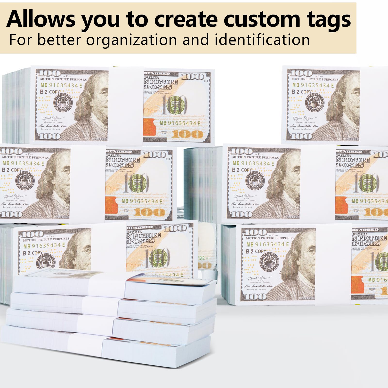 Germiwipe Money Bands - 450 Pack Blank White Self-Adhesive Currency Straps | Bill Wrappers & Cash Bands for Organizing Cash (CB-W450) | Perfect for Banks, Retail Stores & Home Use