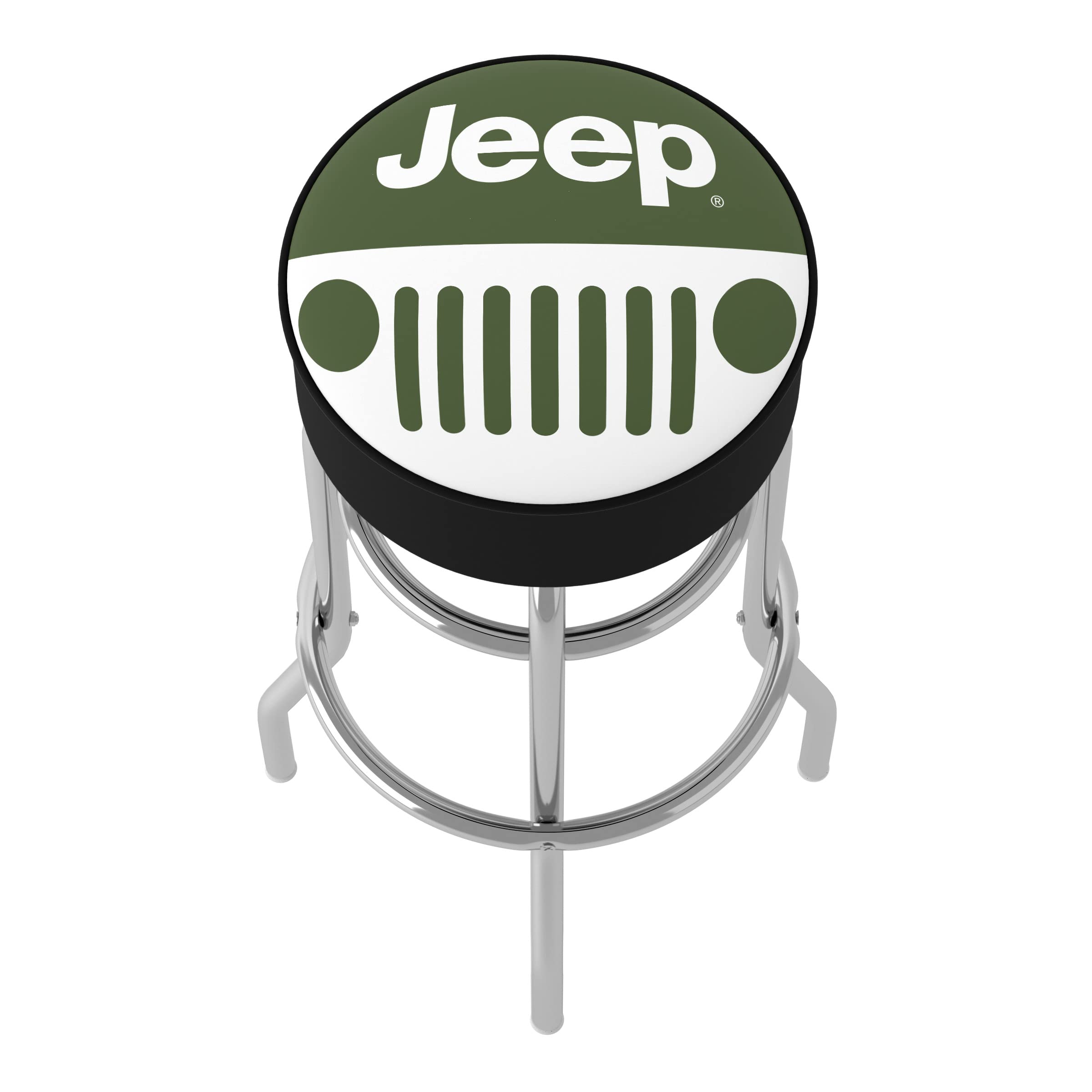 Trademark Global Bar Stool - Jeep Grille 2 Stool with Comfortable Foam Padded Seat - 360° Swivel Bar Chair for Game Room, Garage, Home Bar & Man Cave - Perfect for Sports Watching, Gaming & Entertaining