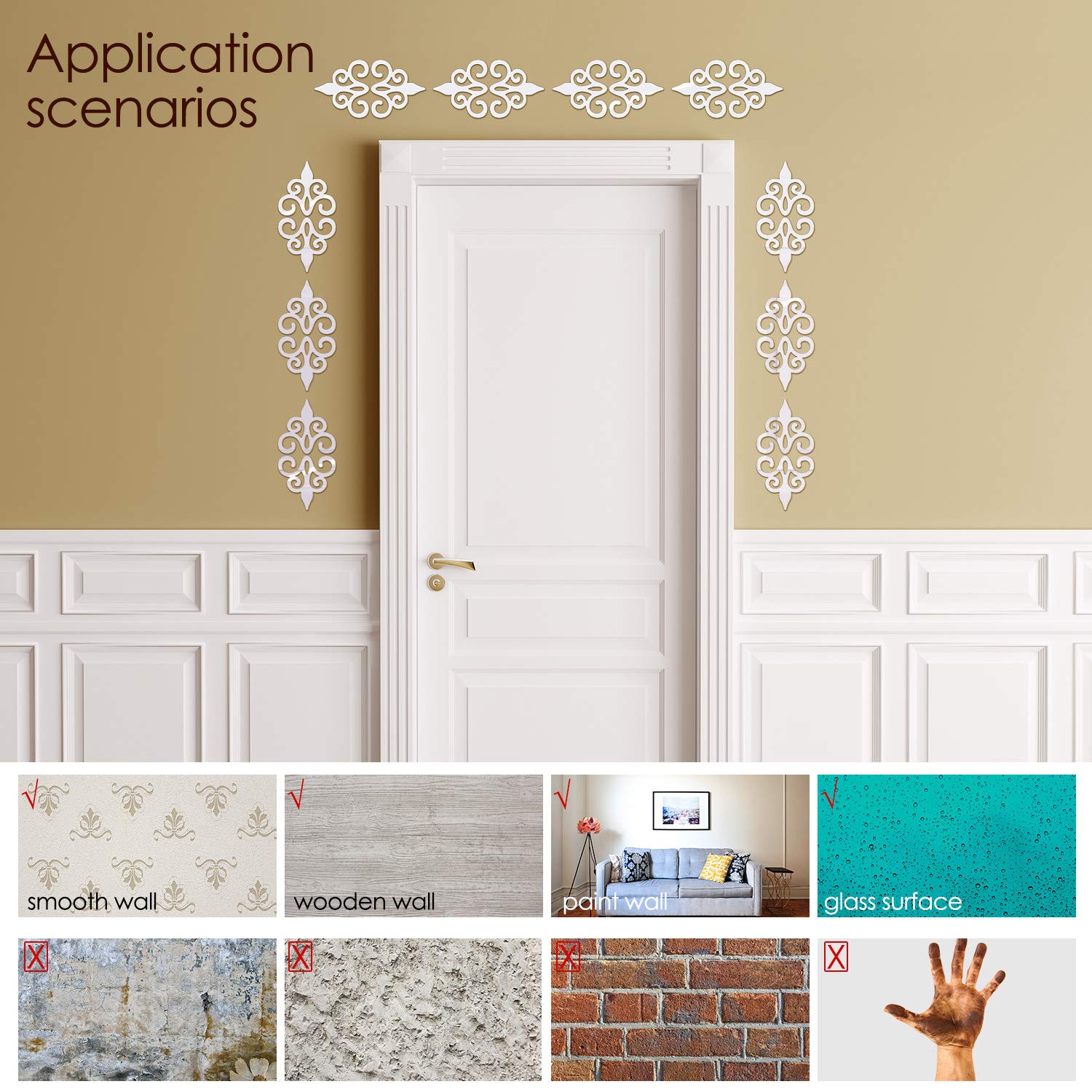 32 Pcs 5x5 Inch Silver Acrylic Mirror Wall Stickers - Self-Adhesive Removable Mirror Decals for Home Decor, Living Room, Bedroom, Ceiling & Bathroom - Hollow Design for Creative Wall Art & Interior Design