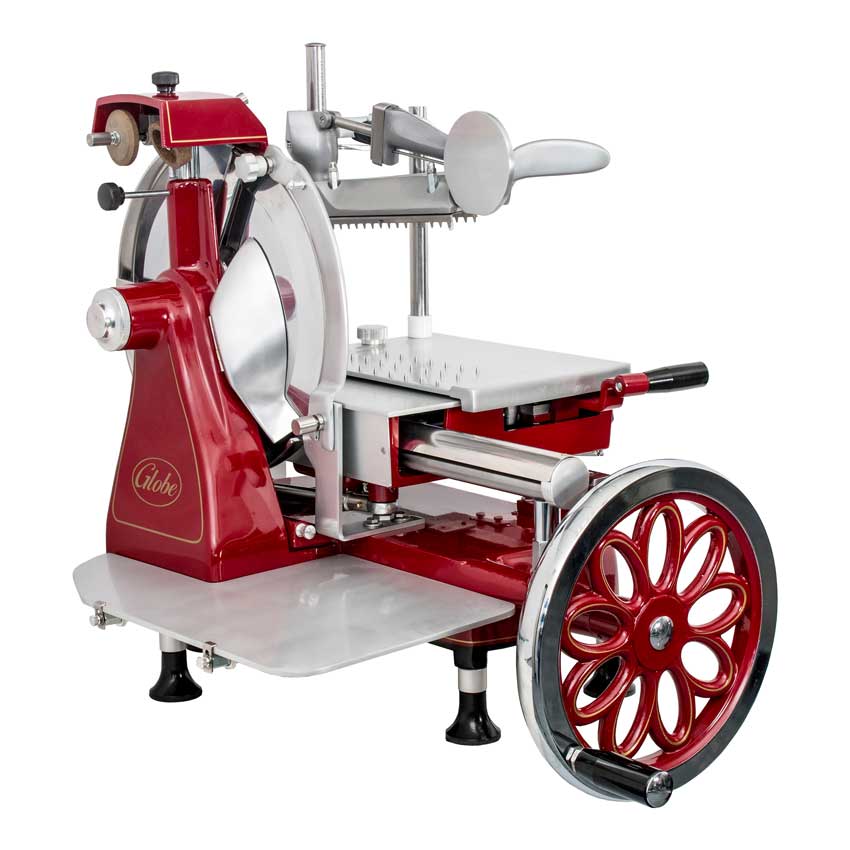 Globe FS12 Manual Artisan Slicer - 12 Inch Stainless Steel Blade, Red - Perfect for Deli Meats, Cheese & Vegetables Slicing at Home or Commercial Kitchen Use