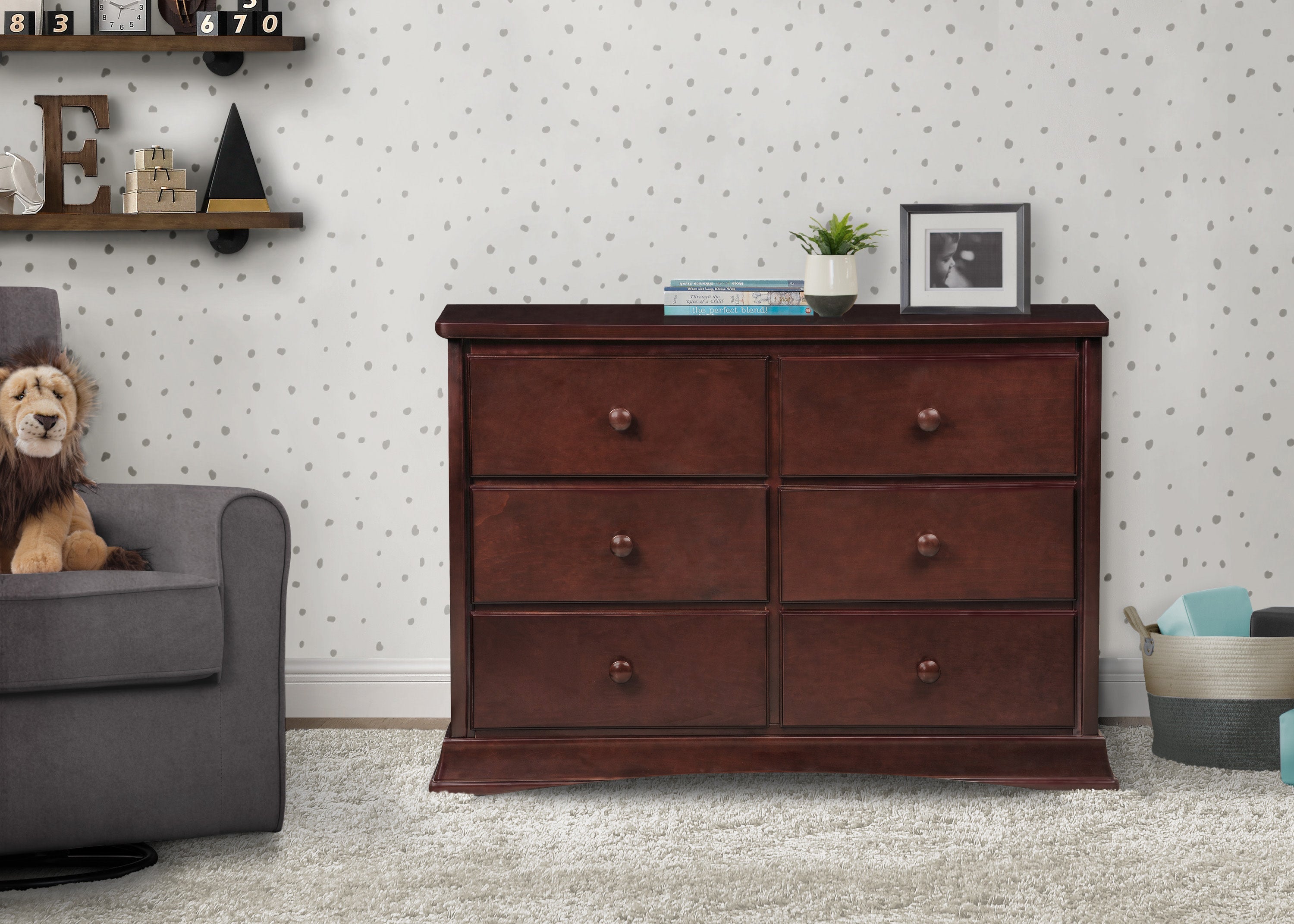 Bentley 6-Drawer Solid Wood Dresser with Smooth-Glide Interlocking Drawers - Perfect for Bedroom Storage & Organization