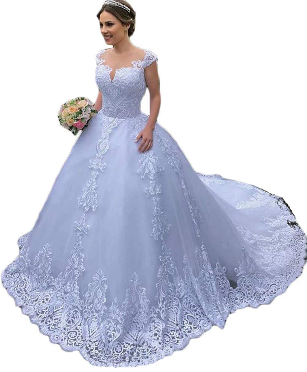 Elegant Illusion Sweetheart Wedding Dress for Bride - Long Ball Gown with Lace & Tulle Bridal Gown for Women | Perfect for Church Ceremonies, Beach Weddings & Formal Receptions