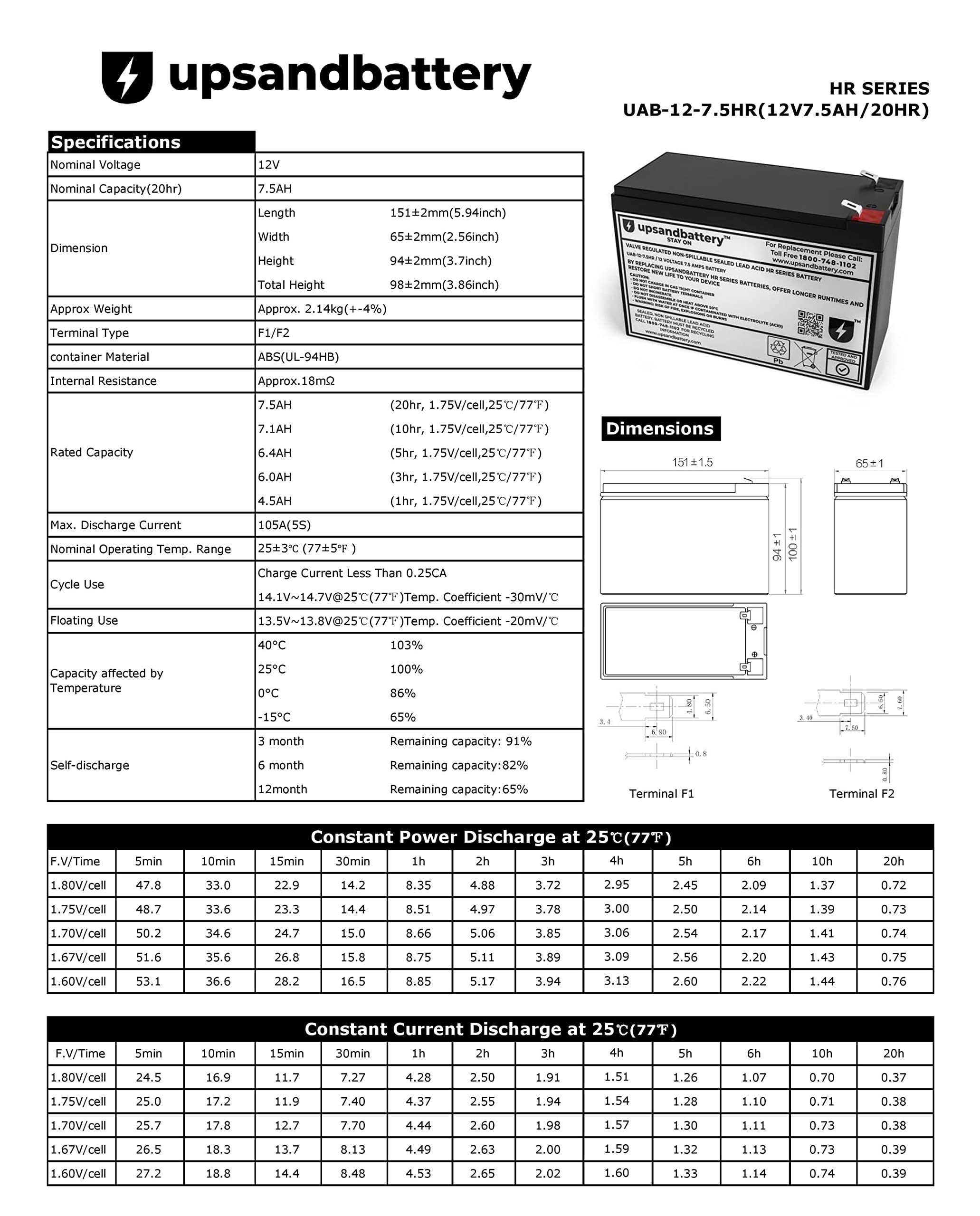 UPSANDBATTERY™ Replacement Battery for APC UPS SMT750 - High Performance Non-OEM Compatible Battery with Fast Discharge - Perfect for Home/Office Backup Power & Emergency Use