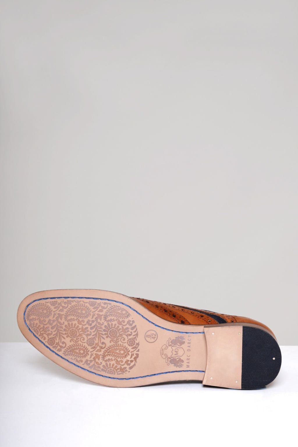 Marc Darcy Murray Tan Leather Suede Contrast Brogue Shoes for Men | Classic Oxford Style Dress Shoes | Perfect for Weddings, Office & Formal Occasions
