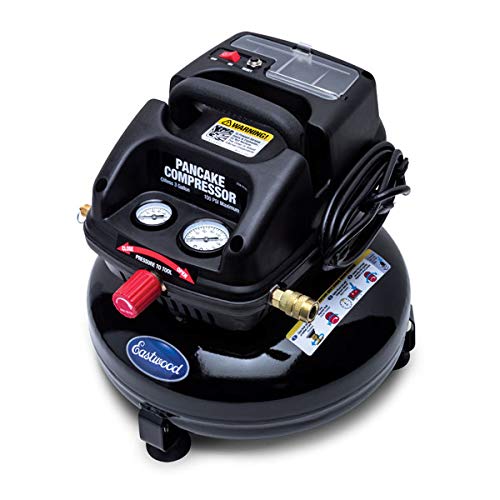 Eastwood 3 Gallon Oil-Free Pancake Air Compressor - Portable, Lightweight & Quiet - Perfect for DIY, Home Garage, Tire Inflation & Air Tools (Certified New)