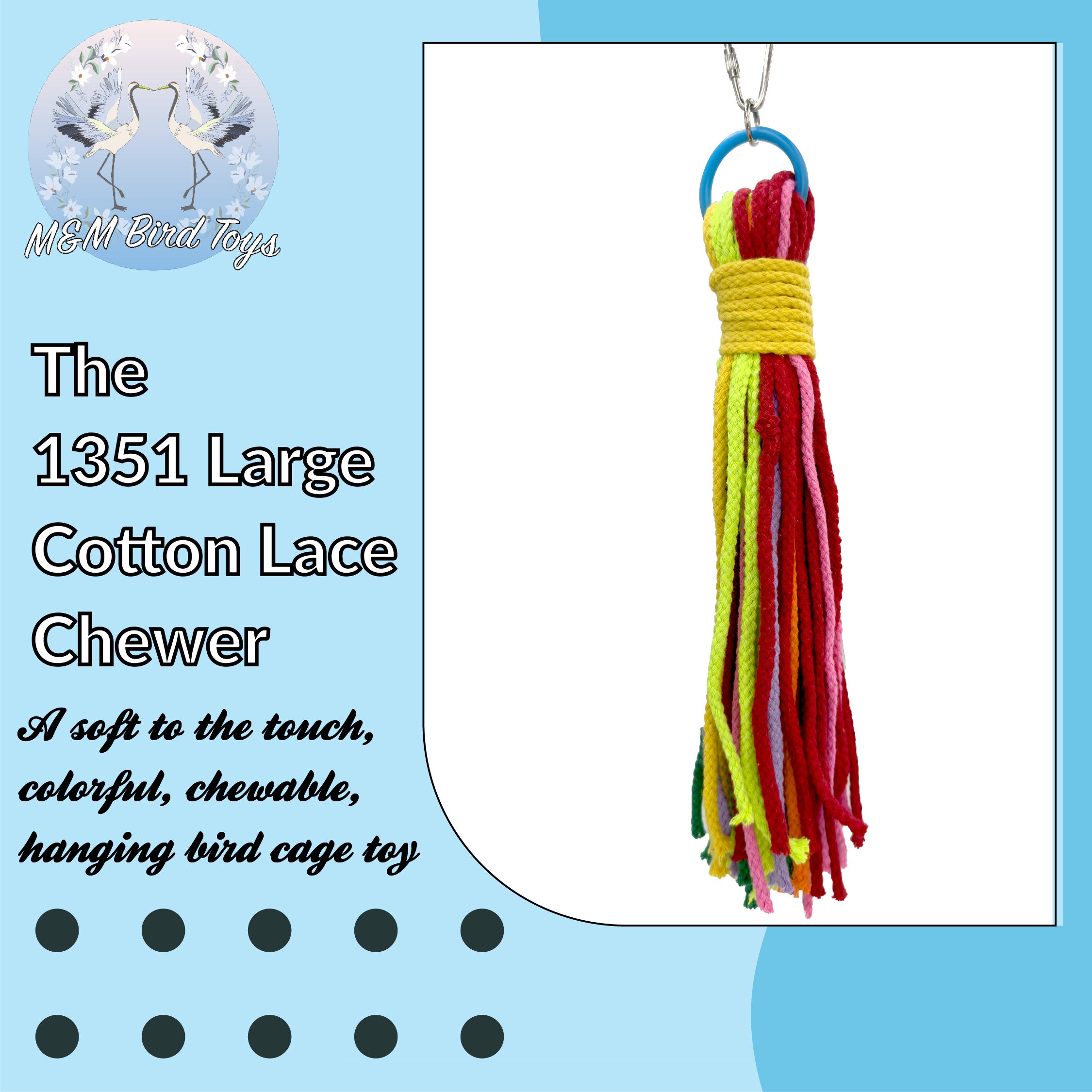 1351 Large Cotton Lace Chew Toy for Dogs - Durable Pet Chewing Toy for Puppies, Teething, and Anxiety Relief - Perfect for Aggressive Chewers and Training