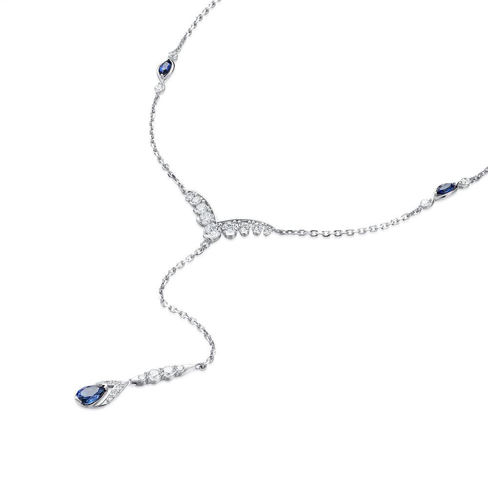 Luxury Marquise Pear Shaped Sapphire Necklace in Endless Blue - Perfect for Weddings, Anniversaries & Special Occasions