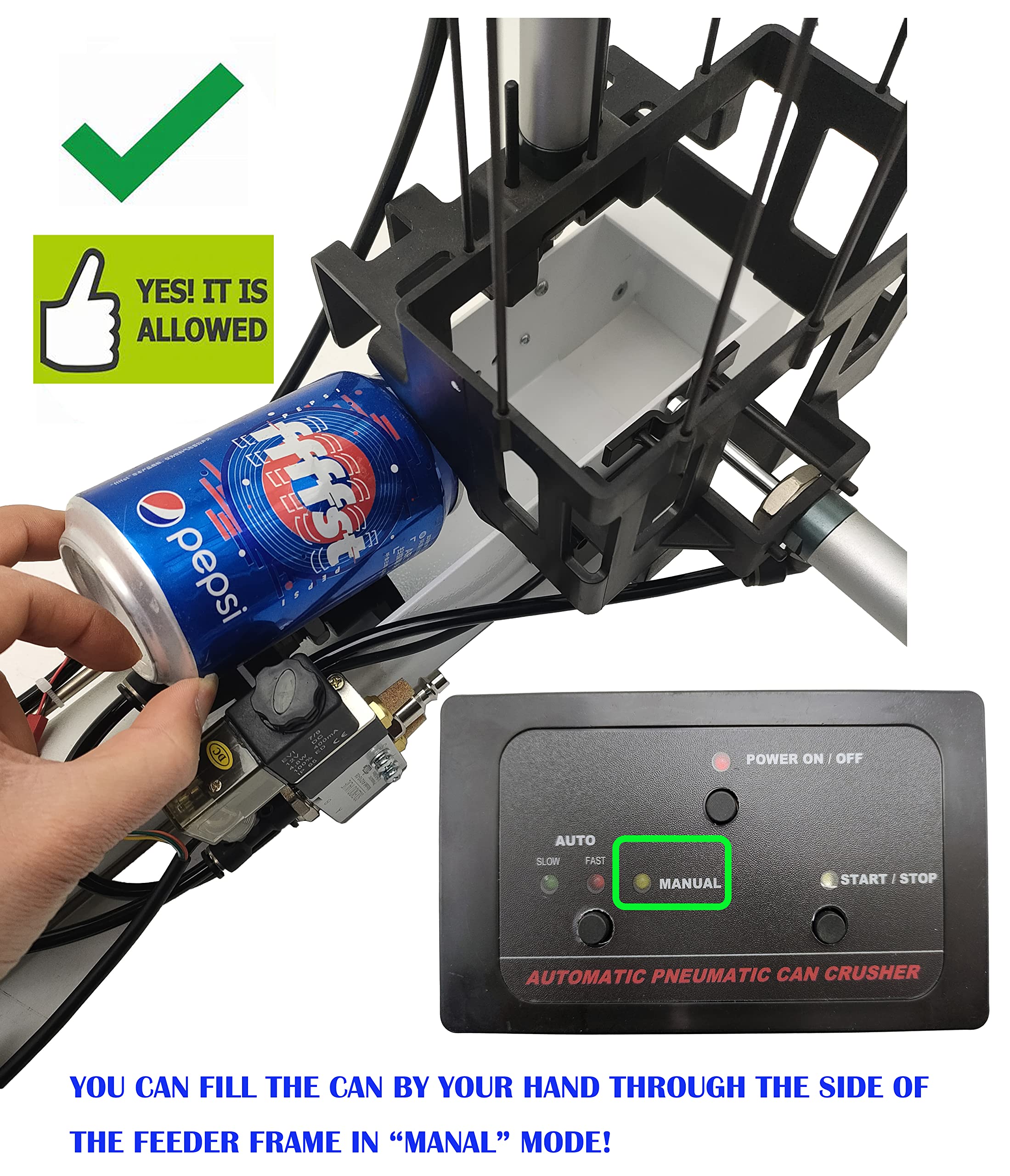 Full Automatic Heavy Duty Can Crusher - Efficient Soda Beer Smasher for Aluminum Cans, Eco-Friendly Recycling Tool for Home, Garage & RV Use