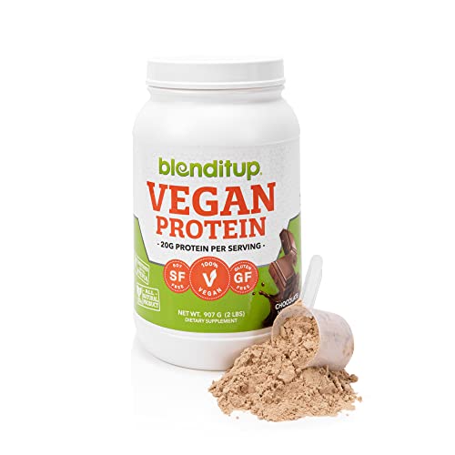 Blenditup Chocolate Vegan Plant Protein Powder - Non GMO, Gluten Free, 20g Protein Per Scoop, 28 Servings, Low Carb (4g Net Carbs) - Perfect for Post-Workout Recovery & Healthy Smoothies