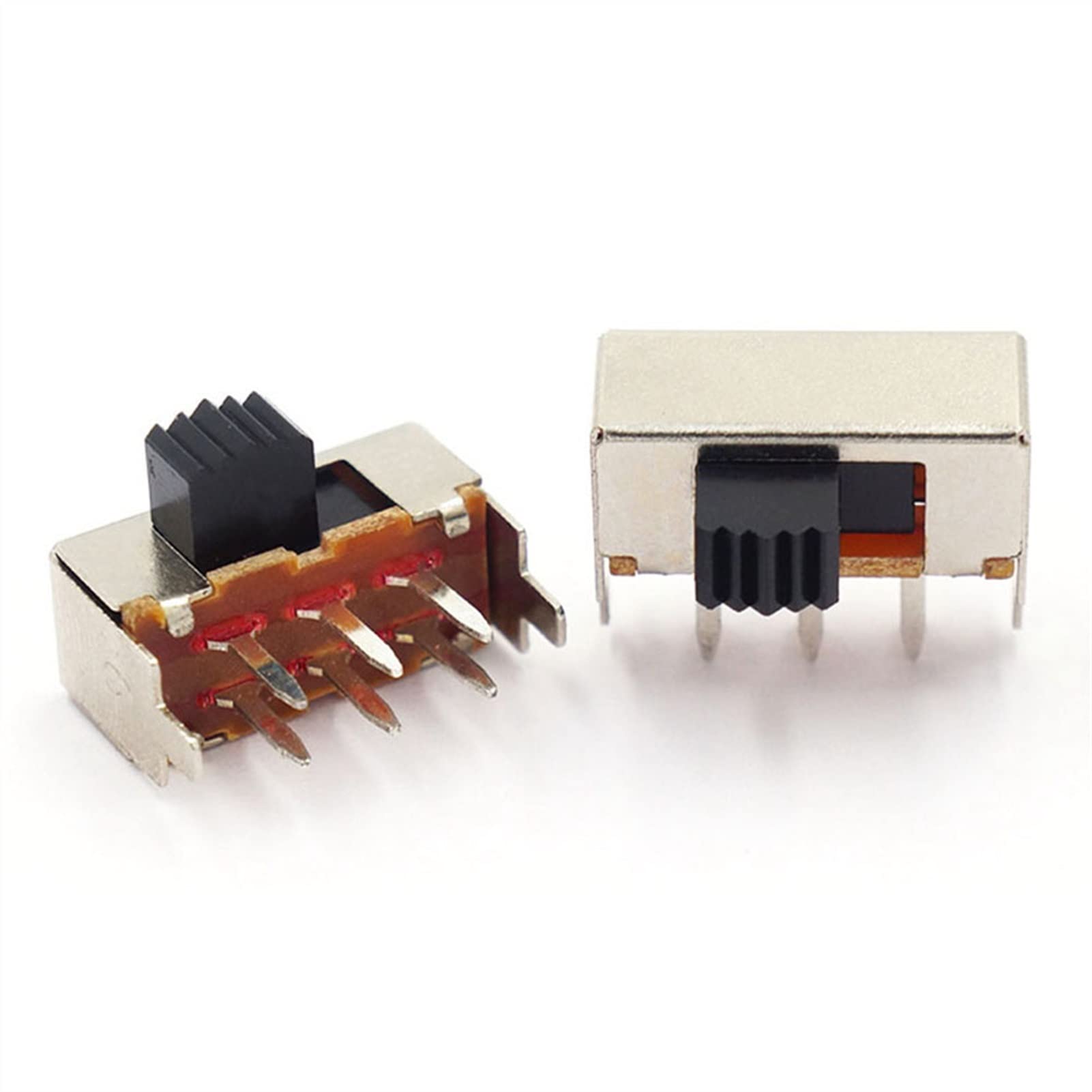 10Pcs SK-22F02 Miniature Toggle Switch - 6Pin PCB, 2 Position SPDT (2P2T), 5mm Handle Height, Side Knob Slide Switch for Electronics DIY Projects, Guitar Pedals, and Automotive Applications