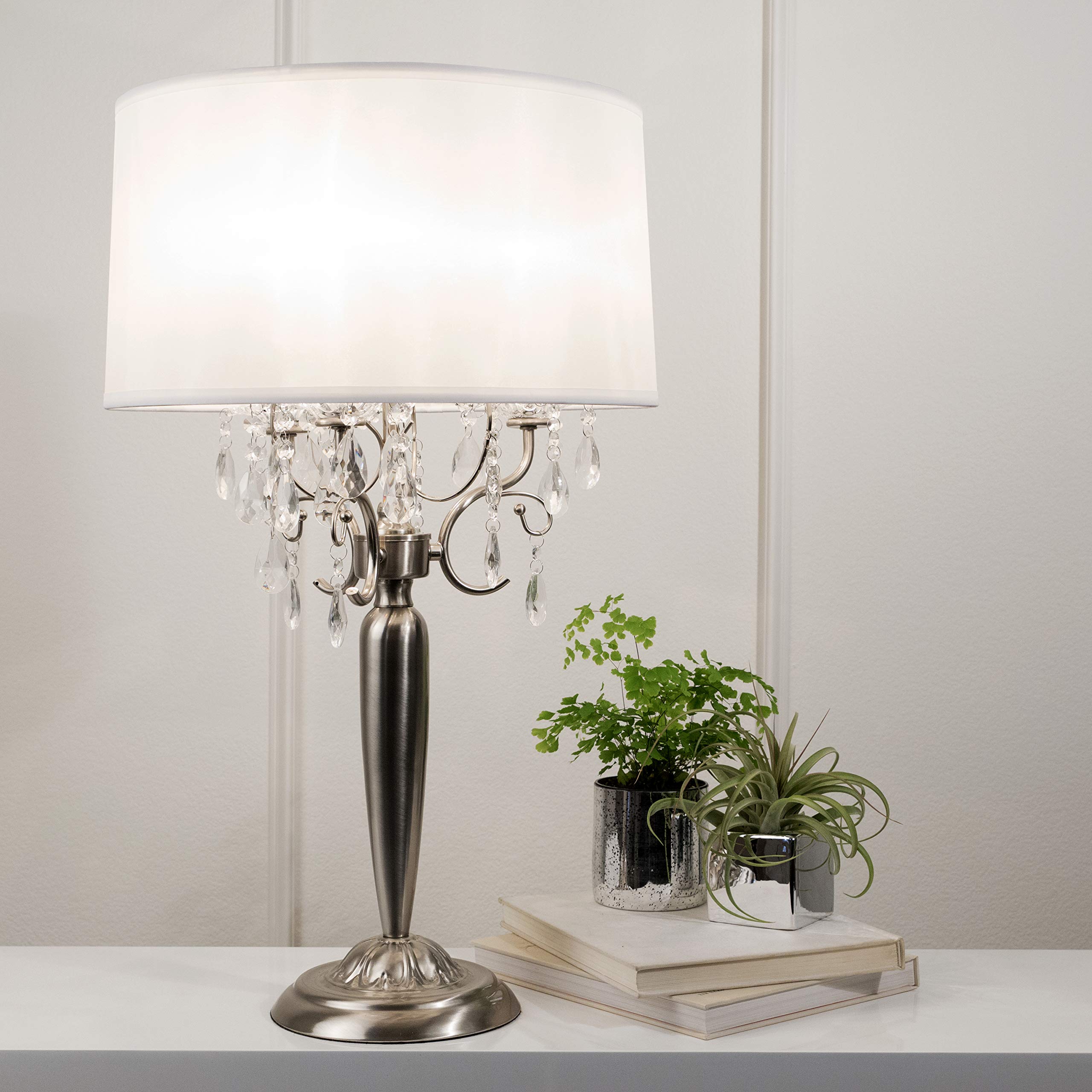 Elegant Crystal Silver Table Lamp - 16
