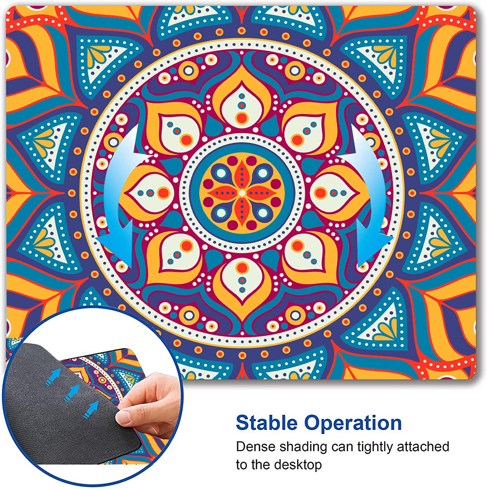 Mandala Flower Mouse Pad - Non-Slip Rubber Base, Waterproof & Customizable Mousepad for Computer & Laptop - Perfect for Office, Gaming & Home Workspace