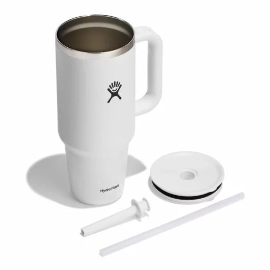 40 Oz All Around™ Insulated Stainless Steel Travel Tumbler with Lid & Straw - White - Perfect for Coffee, Tea & Cold Drinks On The Go
