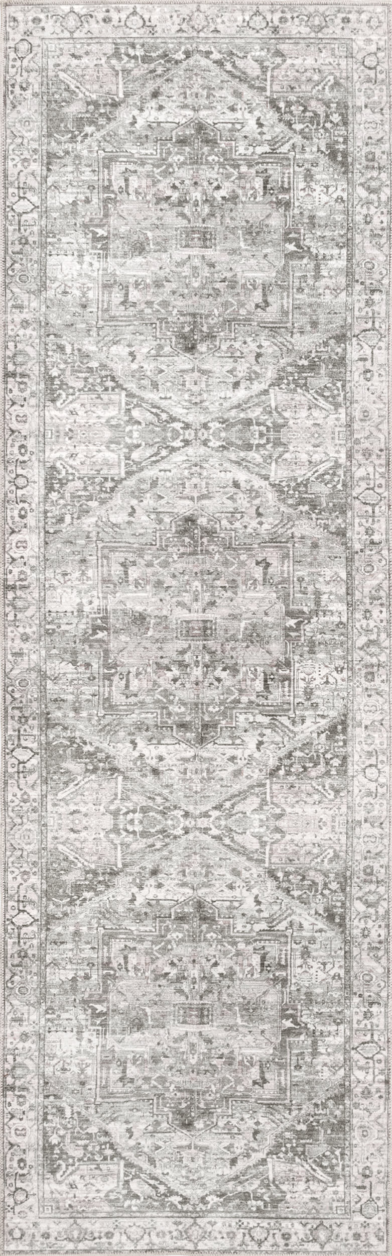 Atrium Medallion Washable Rug - Soft Grey Indoor/Outdoor Area Rug for Living Room, Bedroom, Patio - Machine Washable Non-Slip Floor Mat