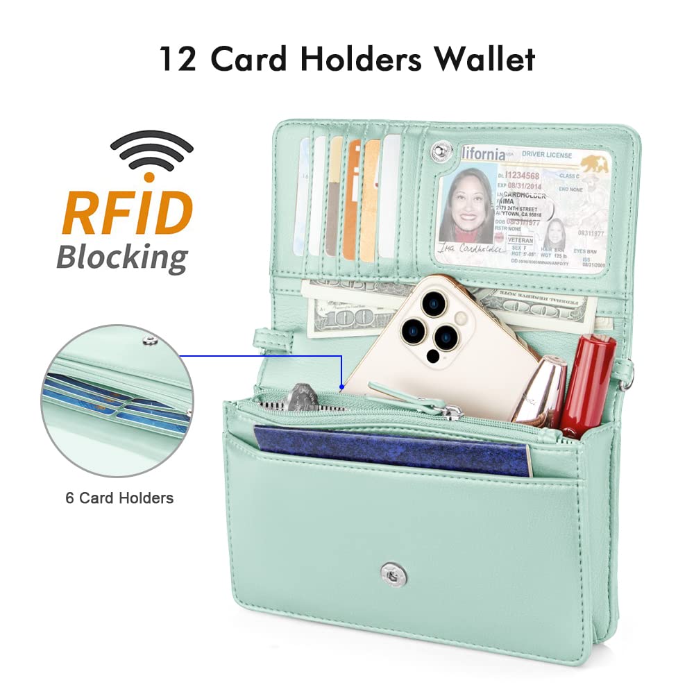 Nuoku Women's Small RFID Blocking Crossbody Purse - Slim Phone Wristlet Wallet with Detachable Strap, 6 Card Slots - Perfect for Travel, Shopping & Everyday Use