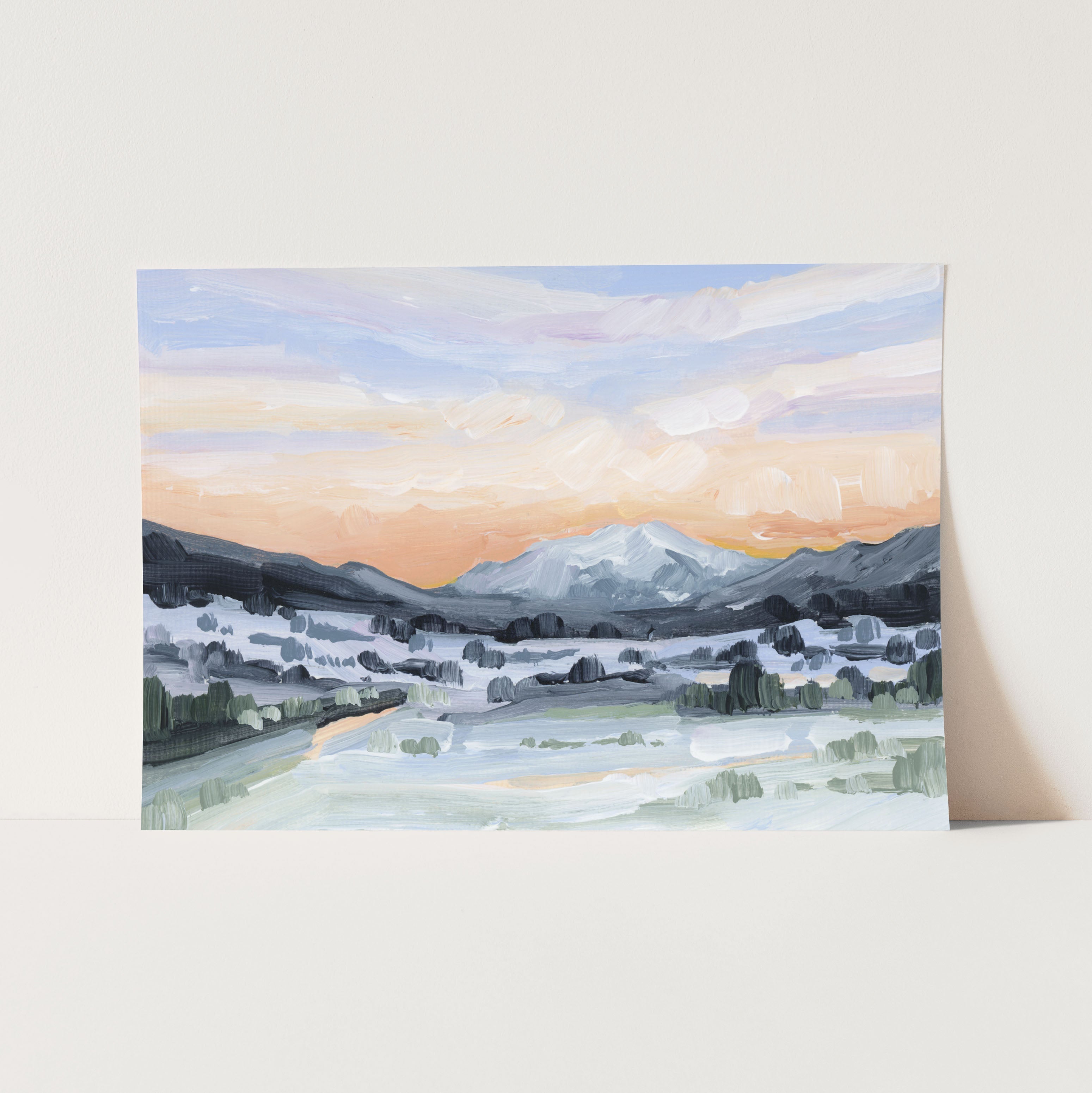 Peach Skies Art Print - Vibrant Sunset Wall Decor for Living Room, Bedroom & Office - Modern Framed Canvas Painting for Home & Office Decor