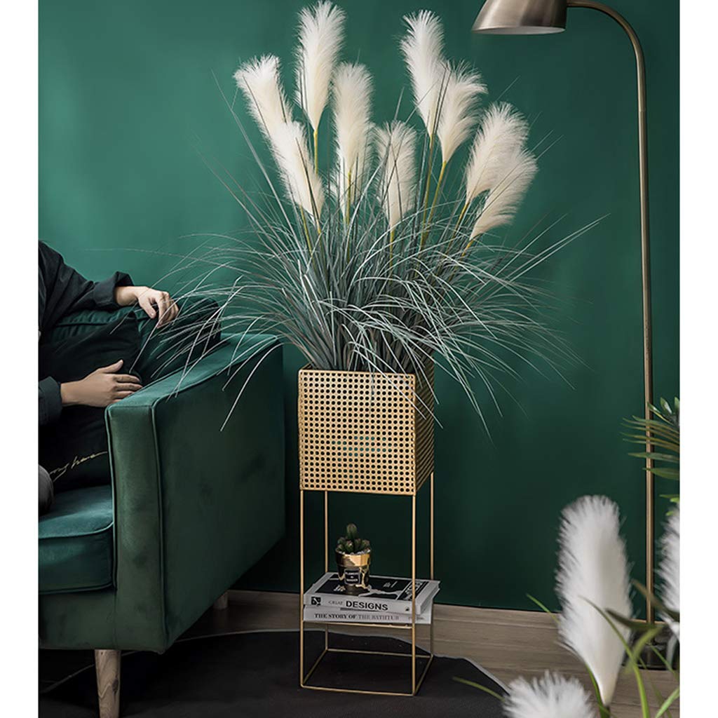 Artificial Bronze Stipa Grass Silk Plant in Pot - Indoor/Outdoor Decorative Faux Plant for Home, Garden, Office & Patio | Perfect for Table Centerpieces, Shelf Displays & Wedding Decor