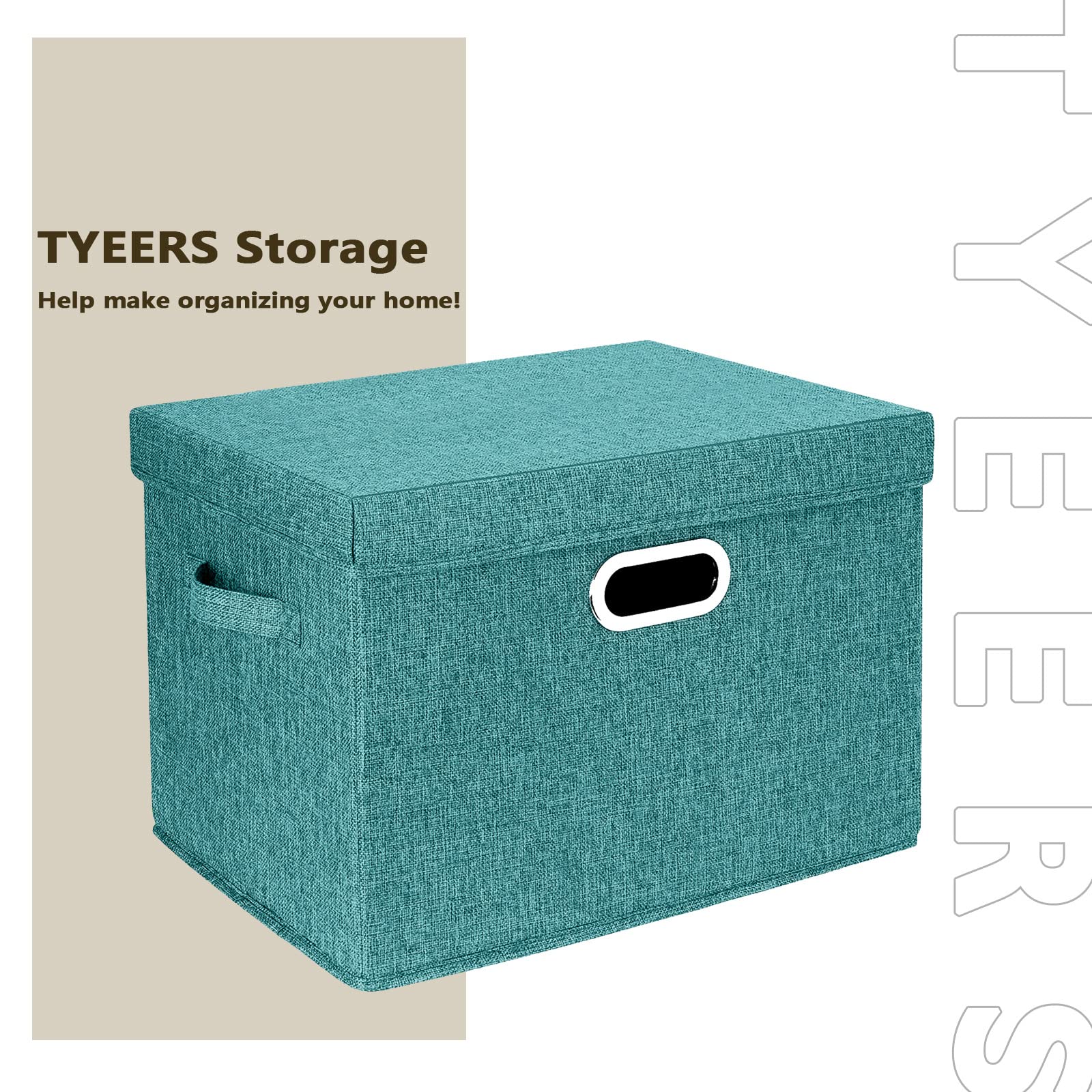 TYEERS Collapsible Storage Bins with Lids - 2 Pack Large Foldable Organization Bins for Closet, Clothes & Home Office Storage - Space Saving Aqua Deep Boxes - Perfect for Seasonal Decor, Kids Toys & Bedroom Organization