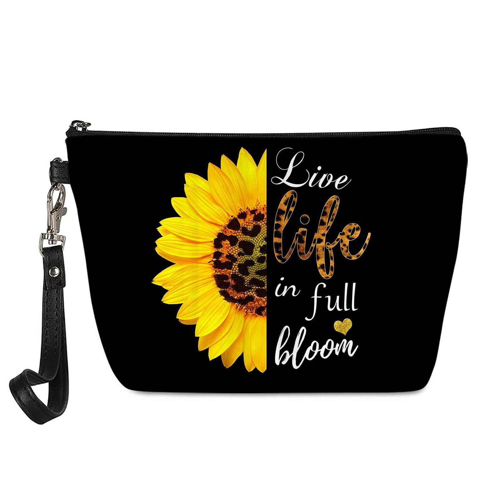 Waterproof Sunflower Makeup Bag - Travel Toiletry Organizer for Brushes & Cosmetics
